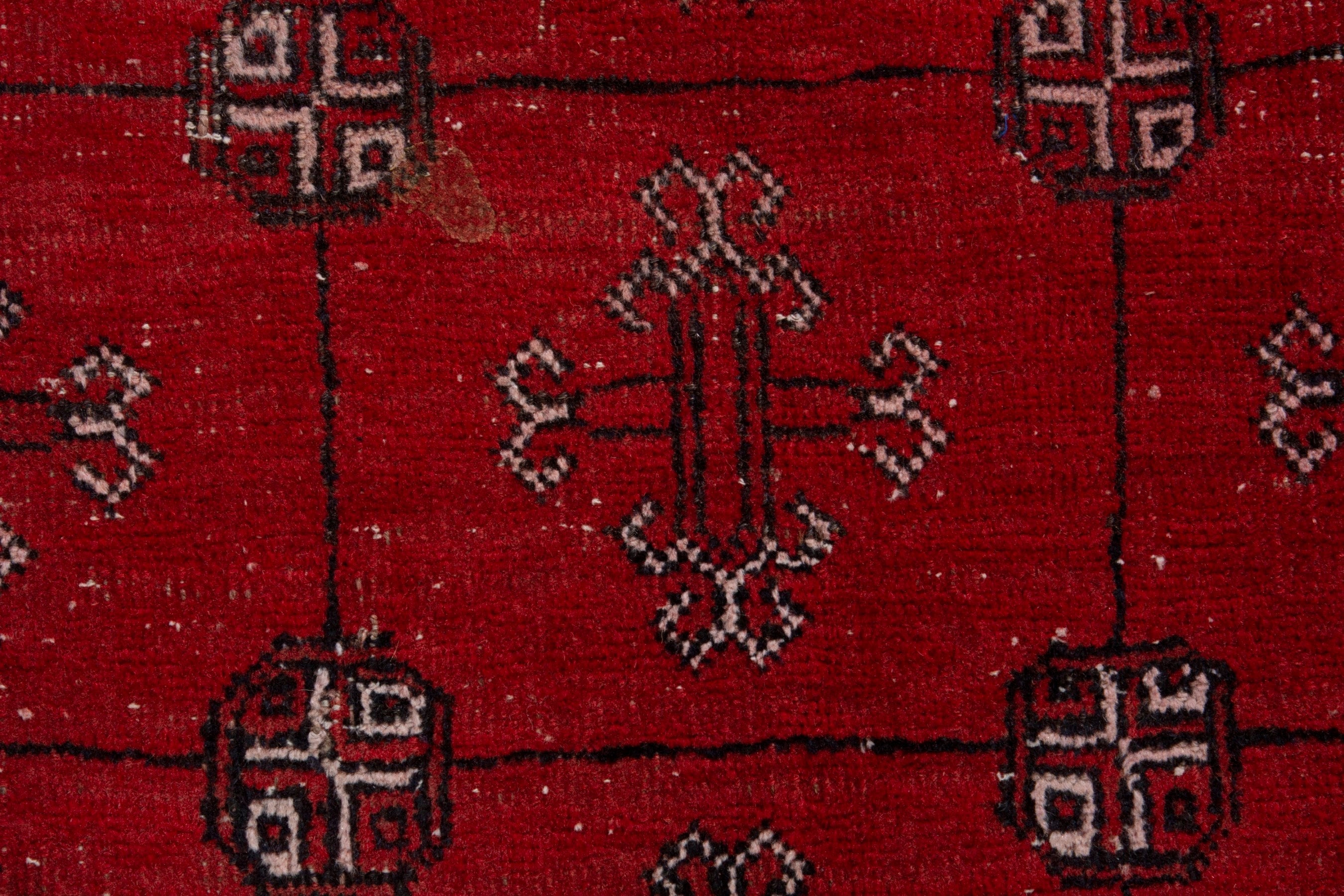 Persian Torkaman area rug in deep red and burgundy, view 12 of 19