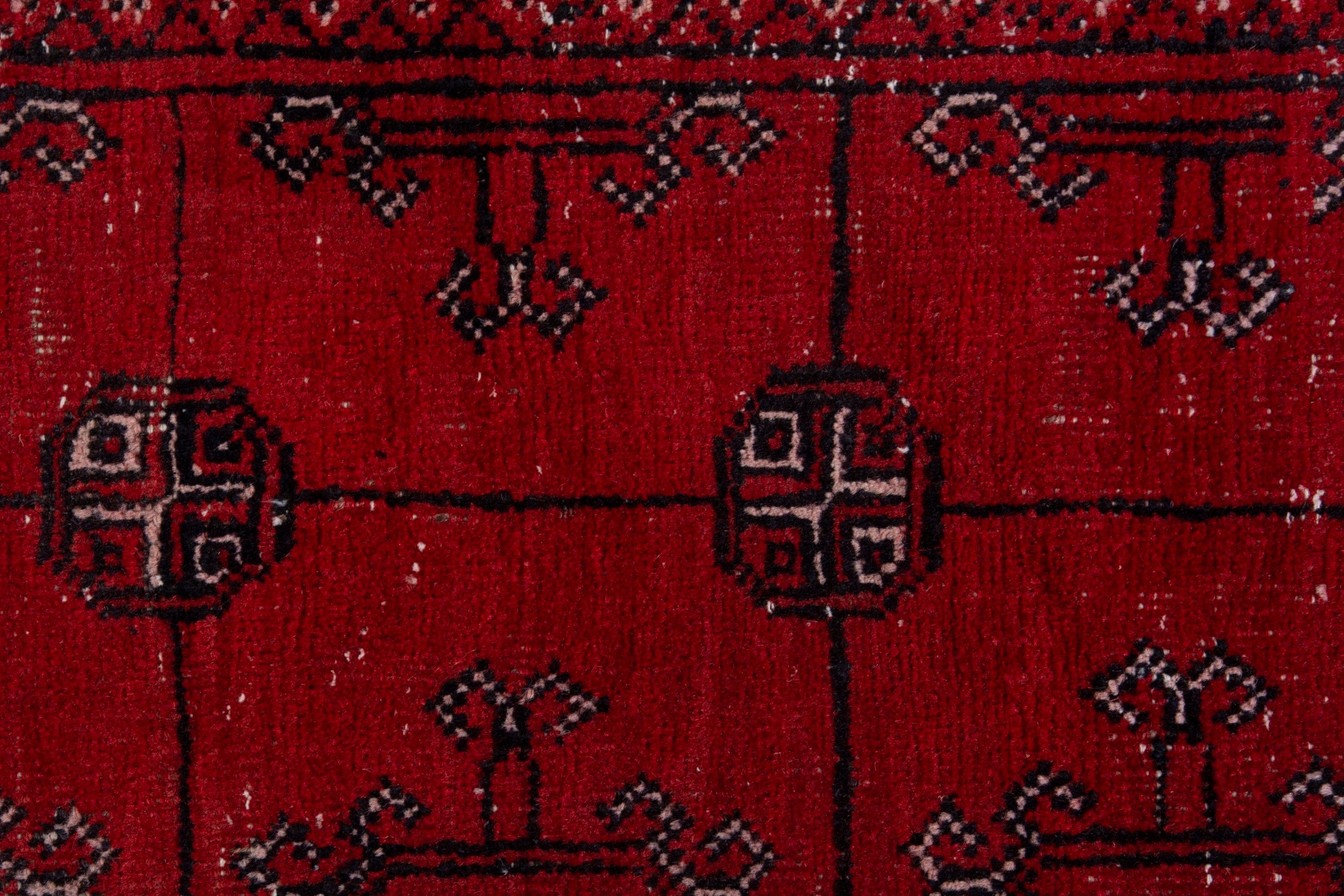 Persian Torkaman area rug in deep red and burgundy, view 15 of 19