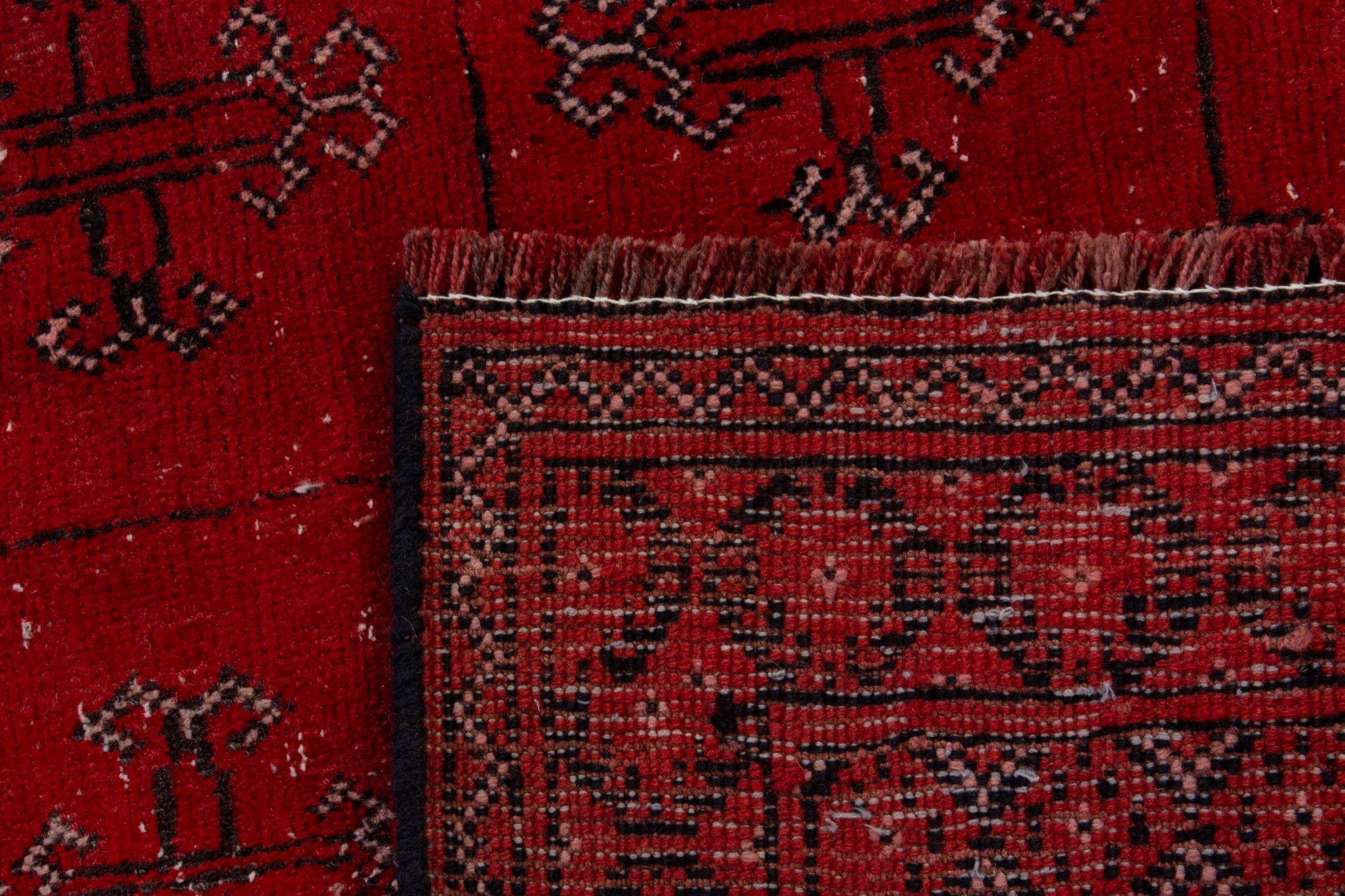 Persian Torkaman area rug in deep red and burgundy, view 19 of 19