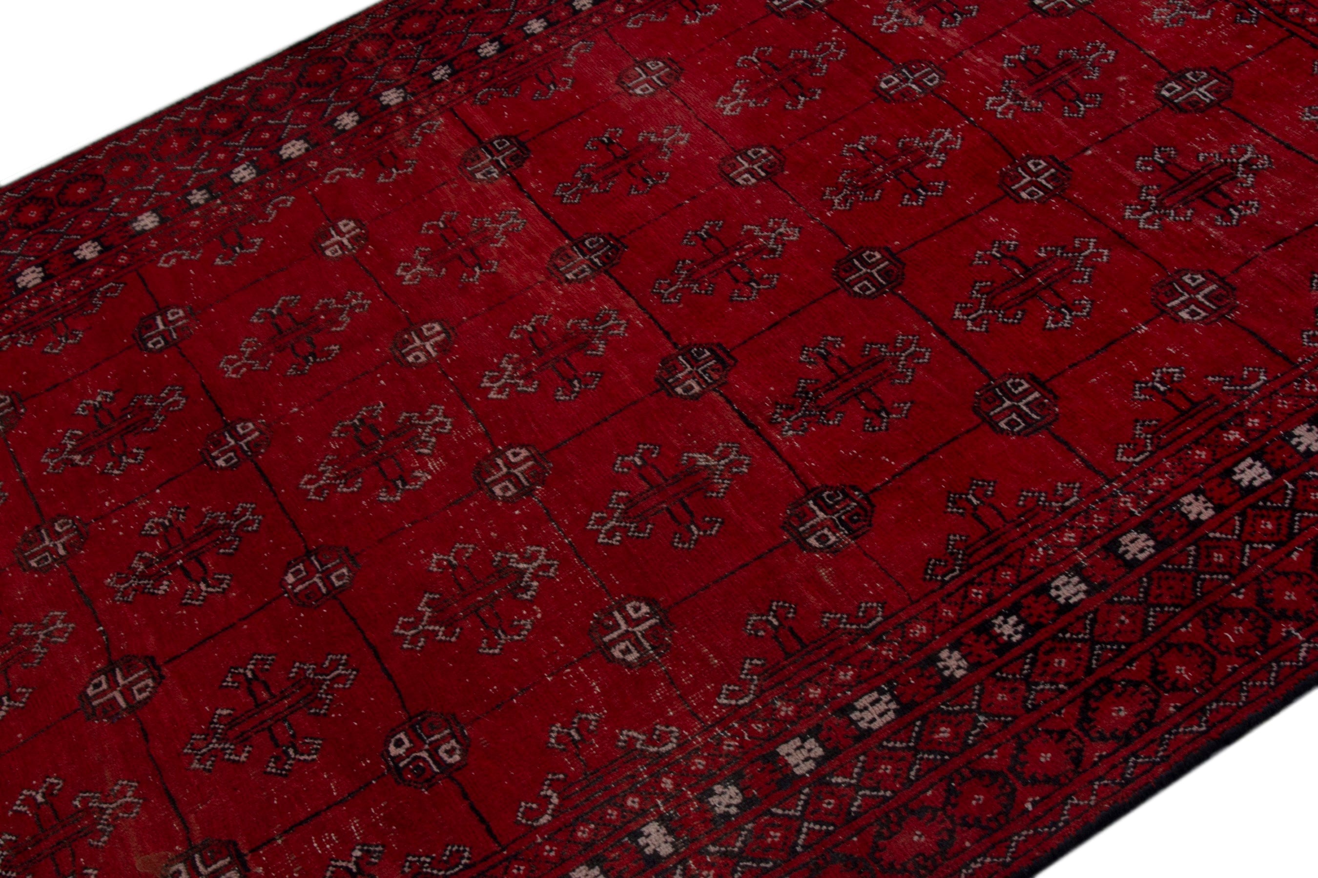 Persian Torkaman area rug in deep red and burgundy, view 4 of 19