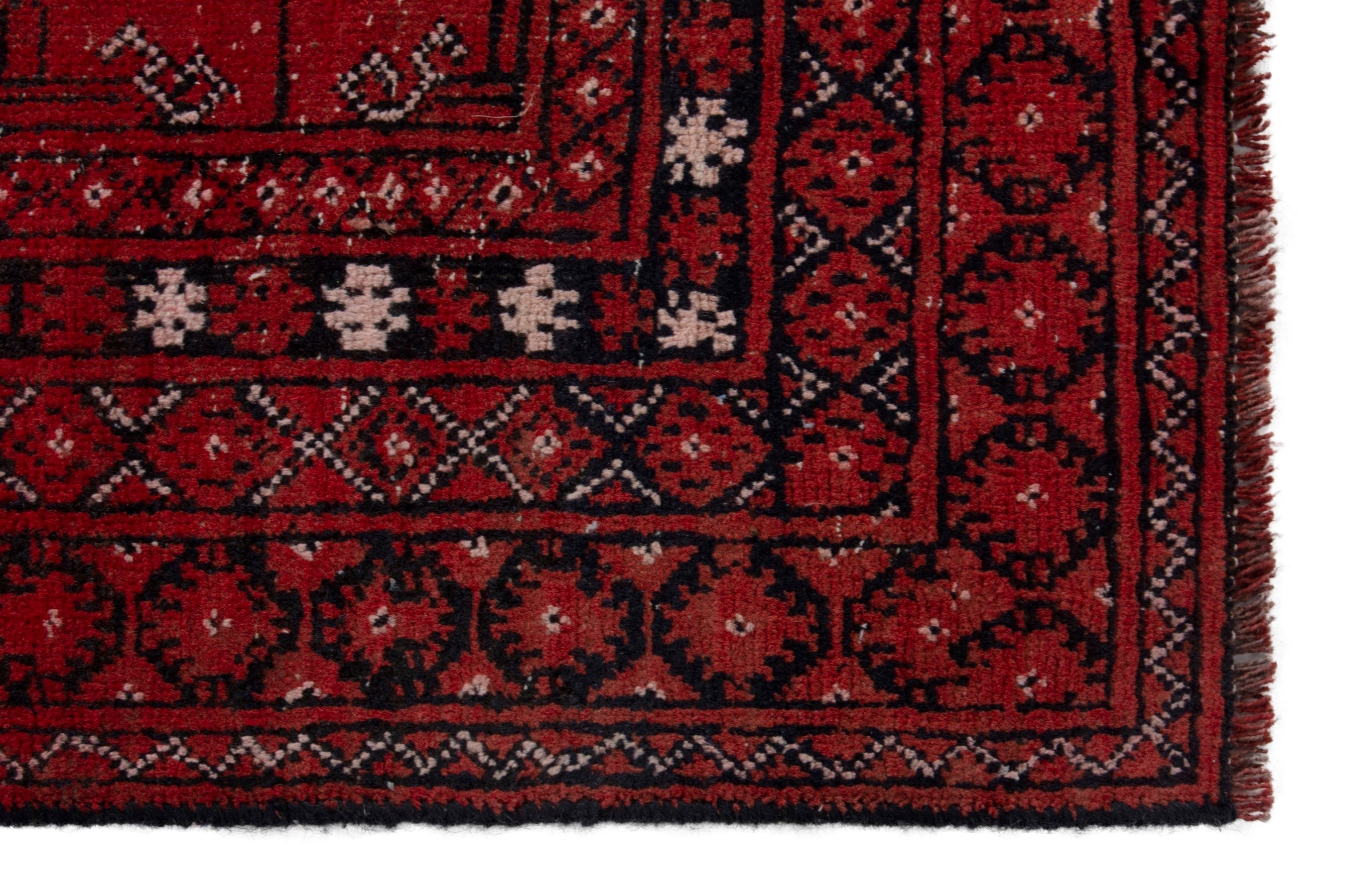 Persian Torkaman area rug in deep red and burgundy, view 5 of 19