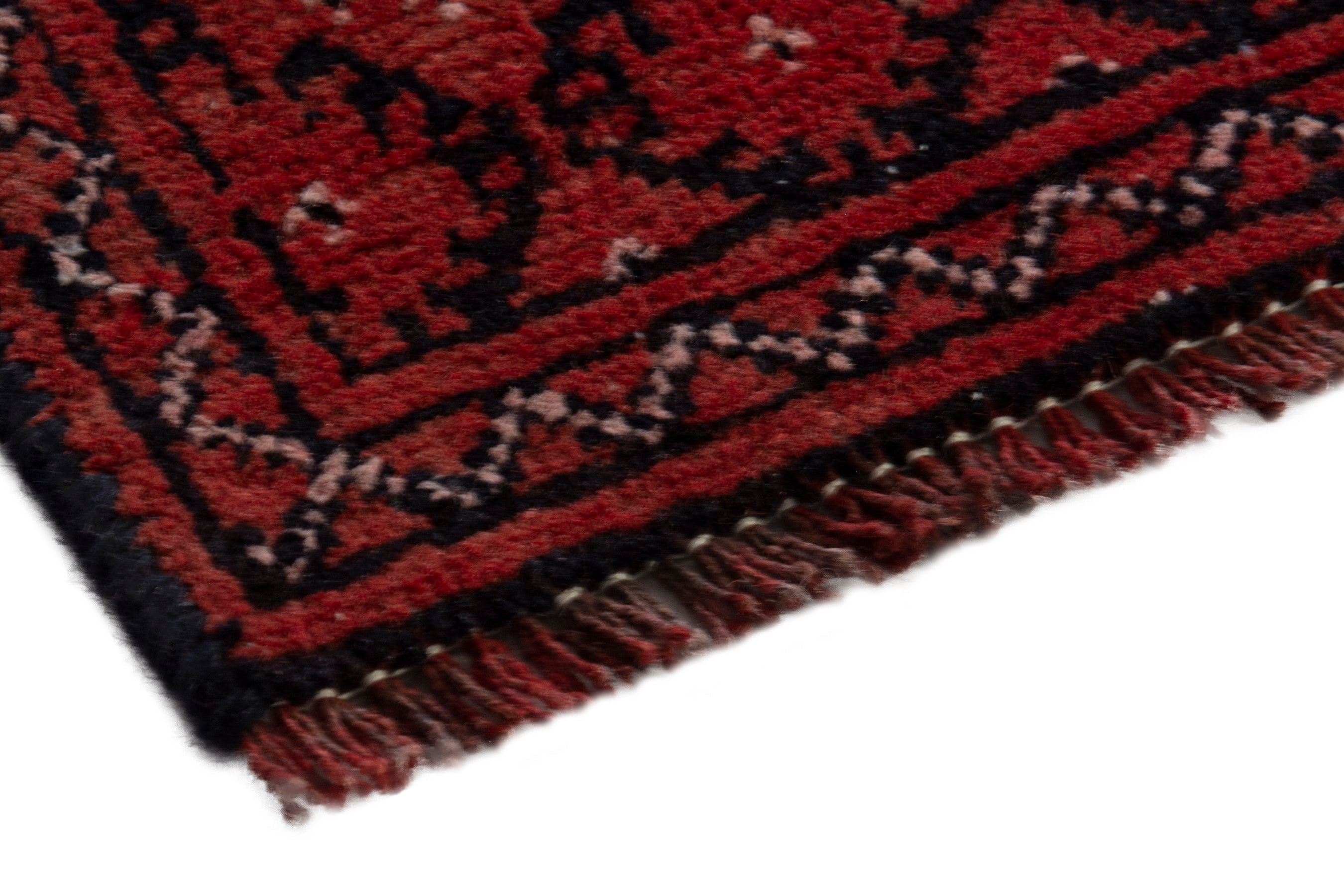 Persian Torkaman area rug in deep red and burgundy, view 6 of 19