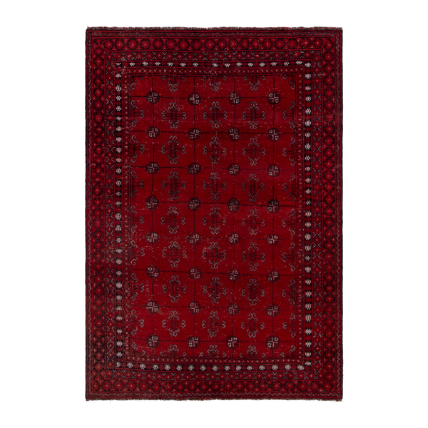 Persian Torkaman area rug in deep red and burgundy, 5'1" x 7'5"