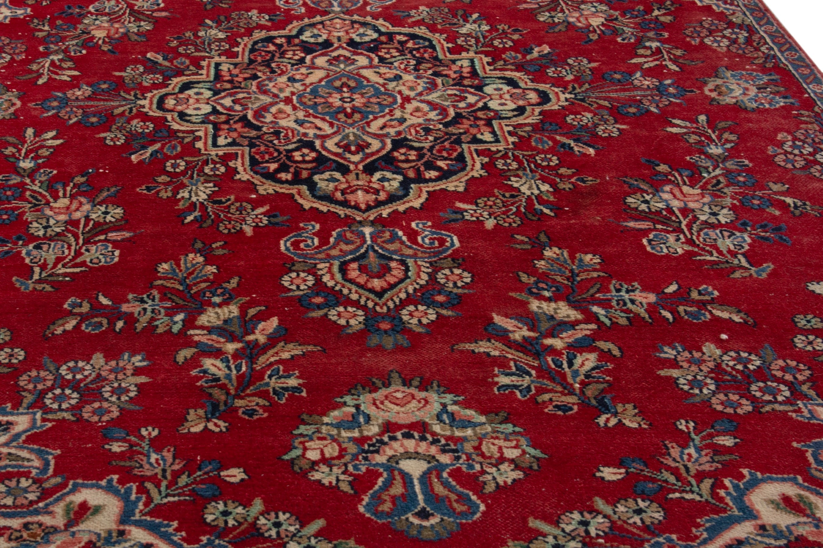 Persian Hamedan area rug in deep red and tan, view 10 of 19