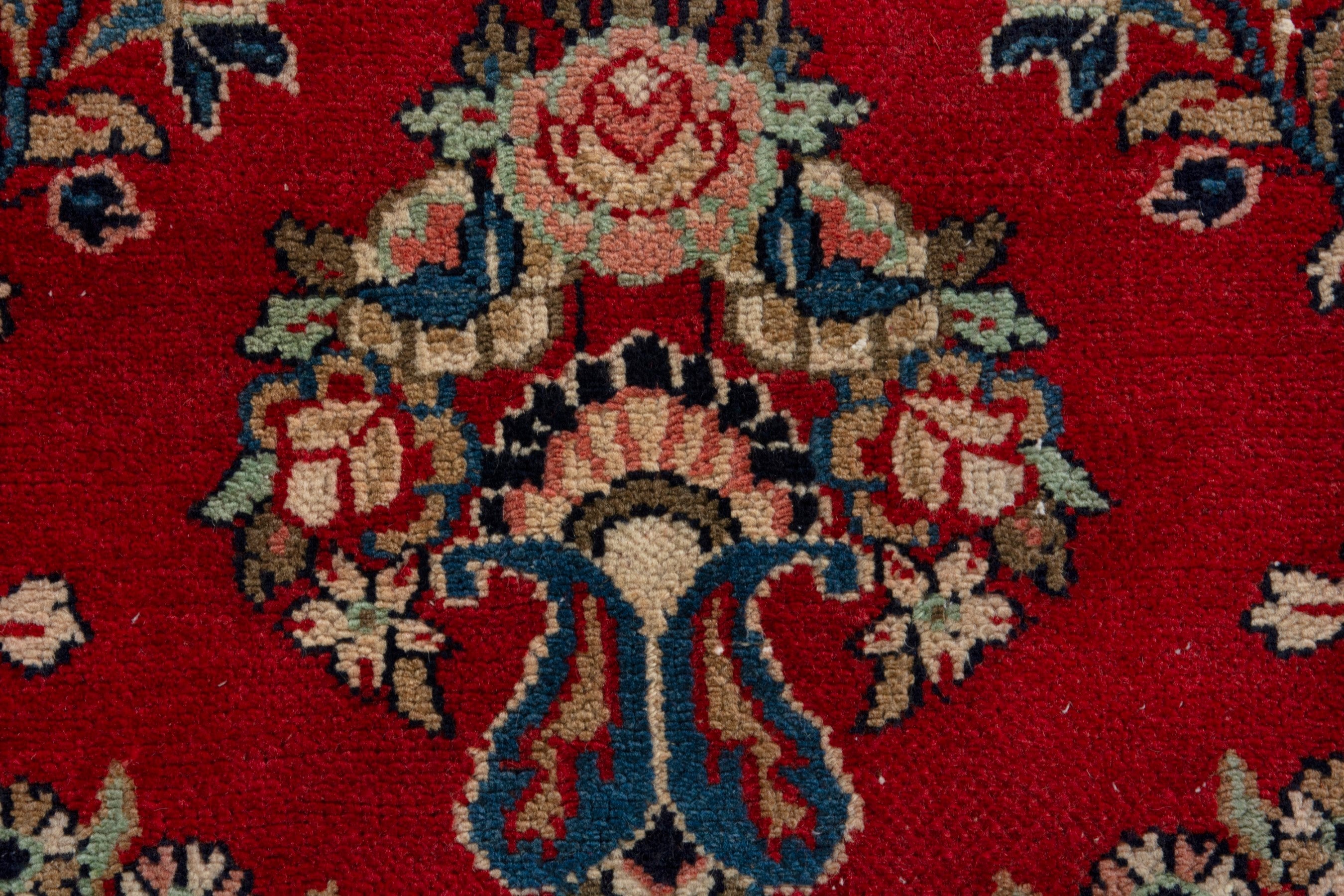 Persian Hamedan area rug in deep red and tan, view 12 of 19