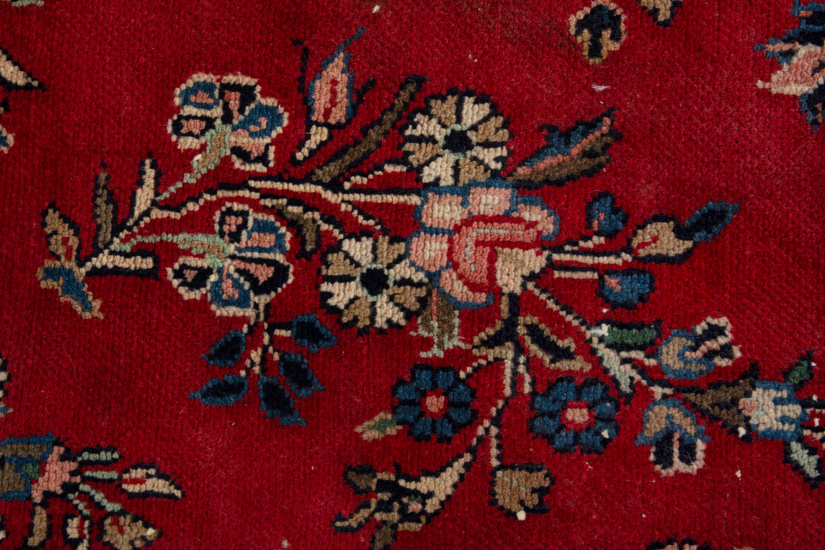 Persian Hamedan area rug in deep red and tan, view 14 of 19