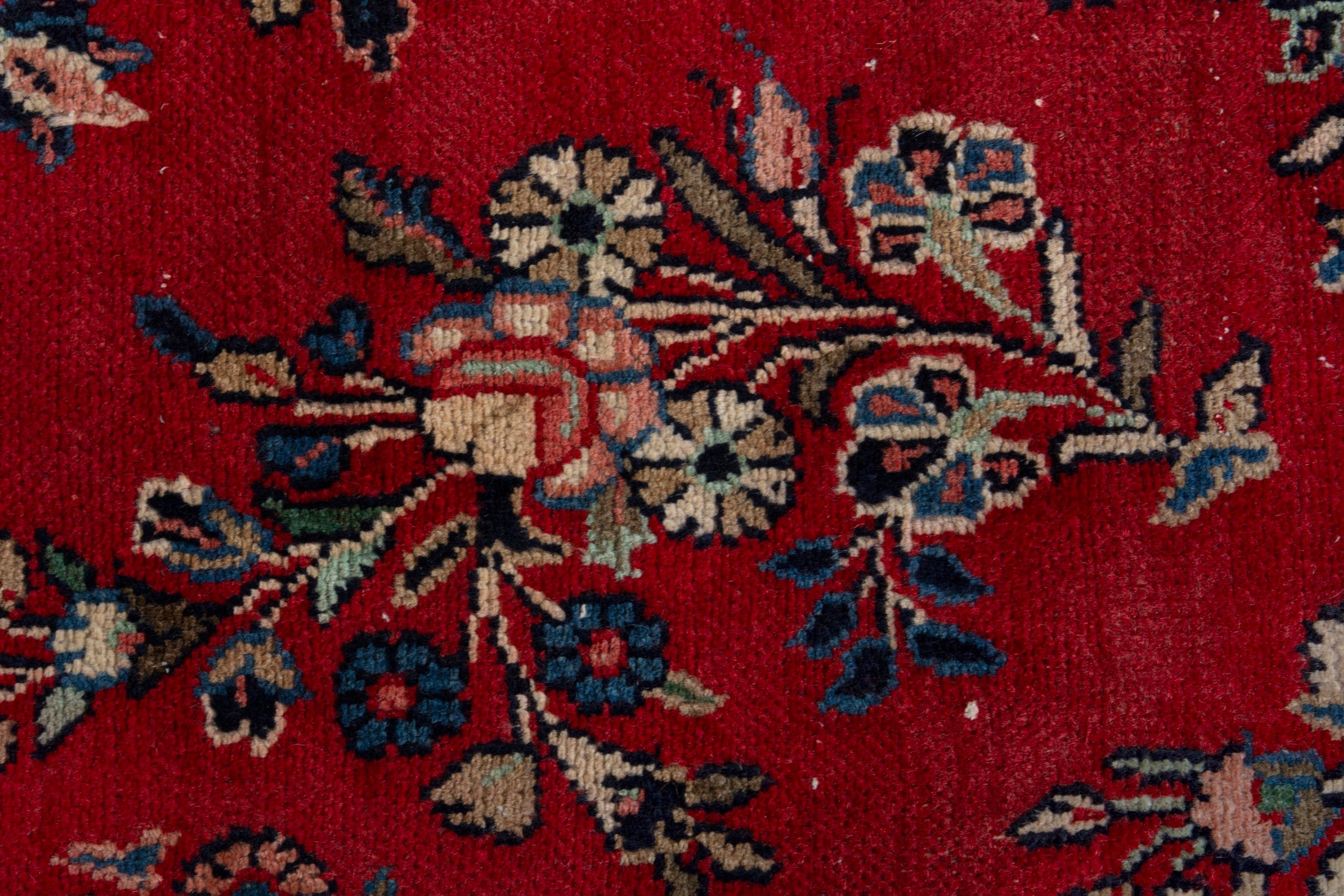 Persian Hamedan area rug in deep red and tan, view 15 of 19