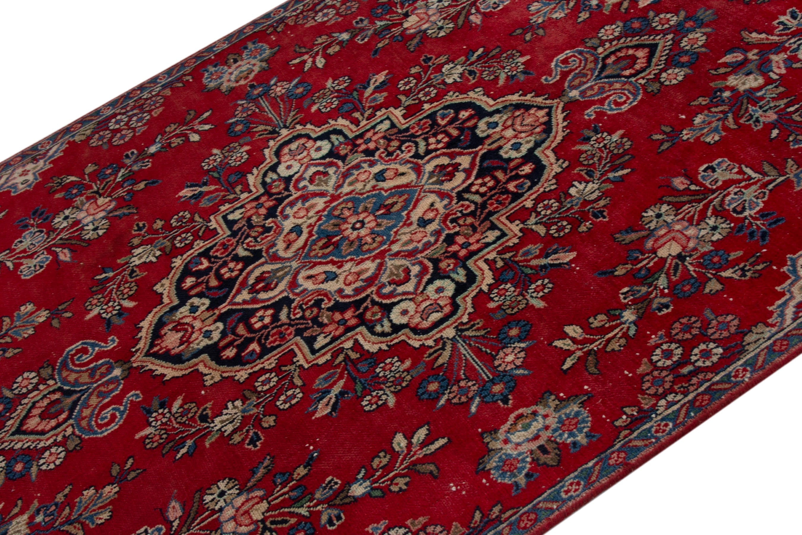 Persian Hamedan area rug in deep red and tan, view 4 of 19