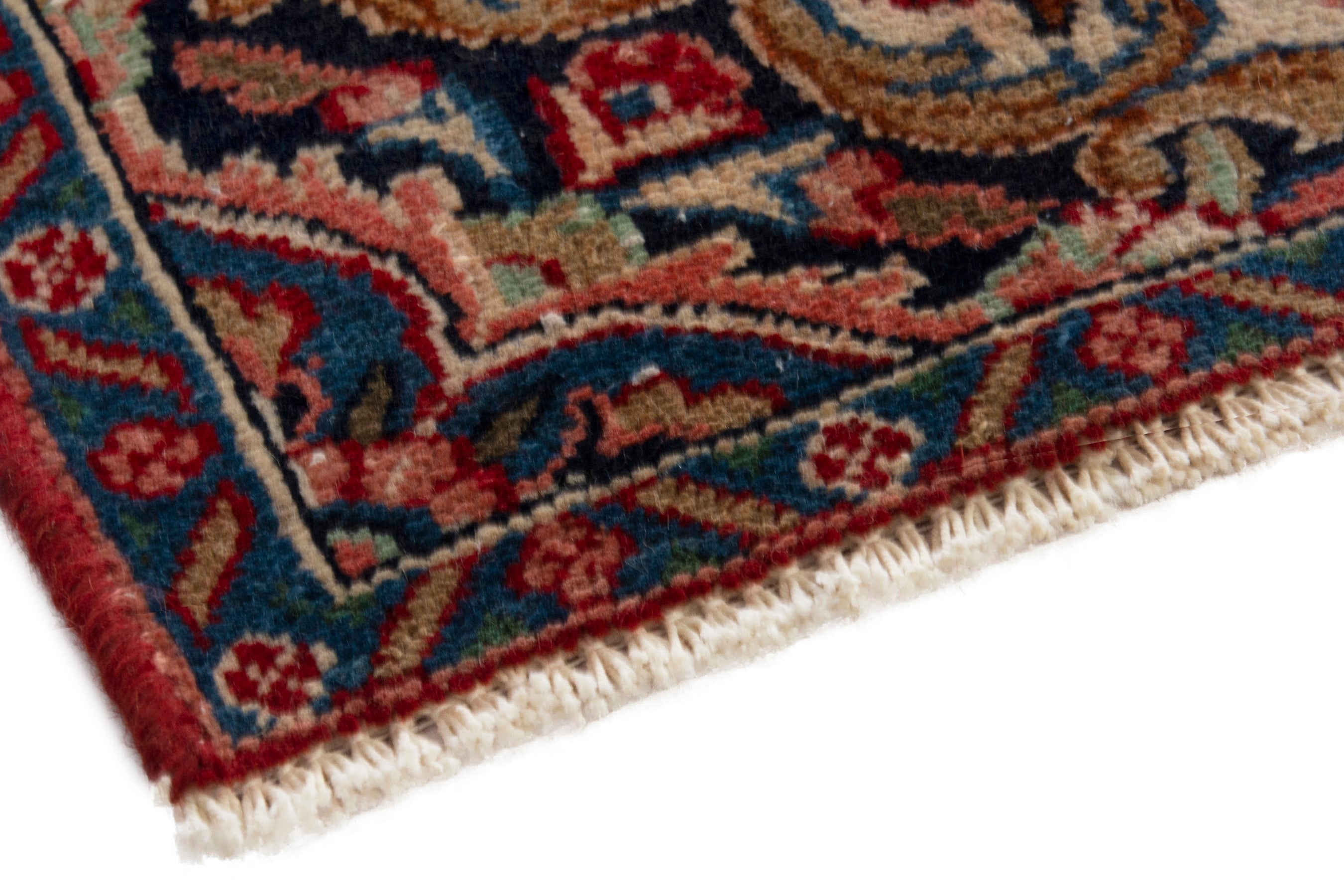 Persian Hamedan area rug in deep red and tan, view 6 of 19
