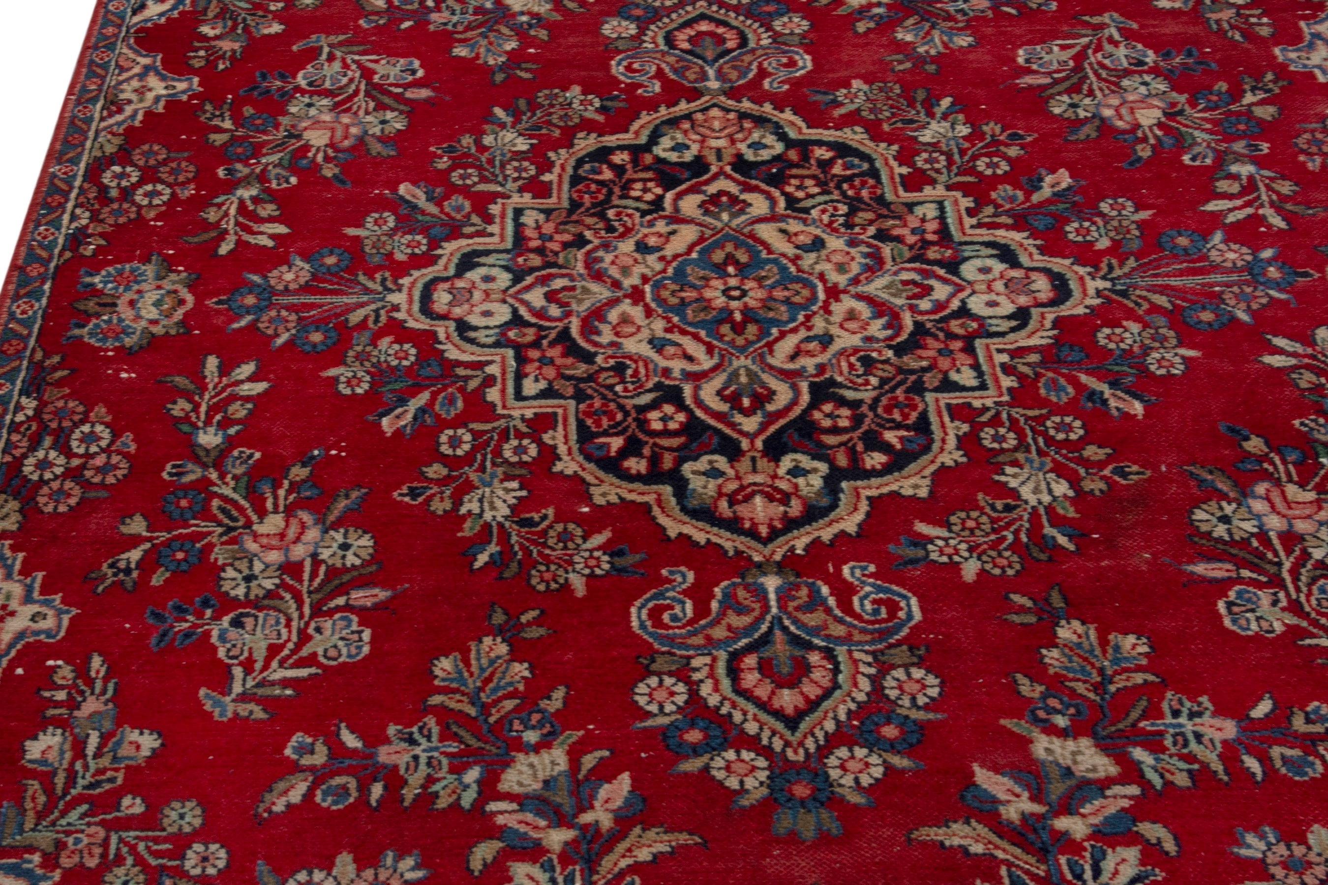 Persian Hamedan area rug in deep red and tan, view 9 of 19