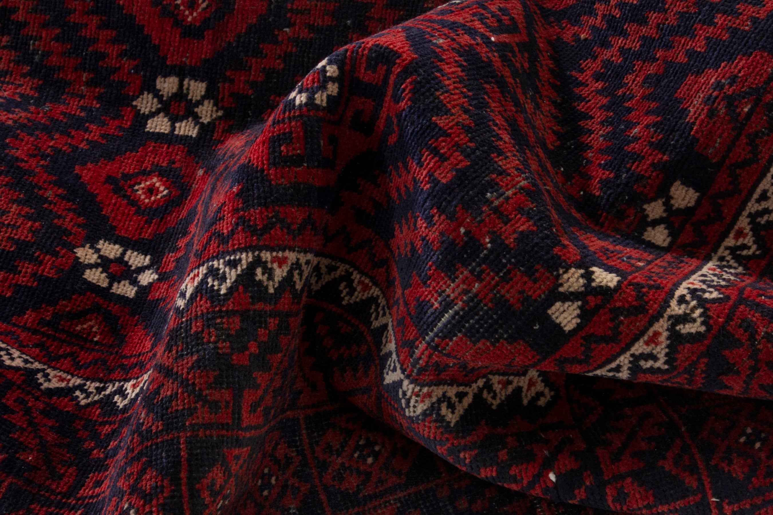 Persian Baluch area rug in burgundy and deep red, view 16 of 18