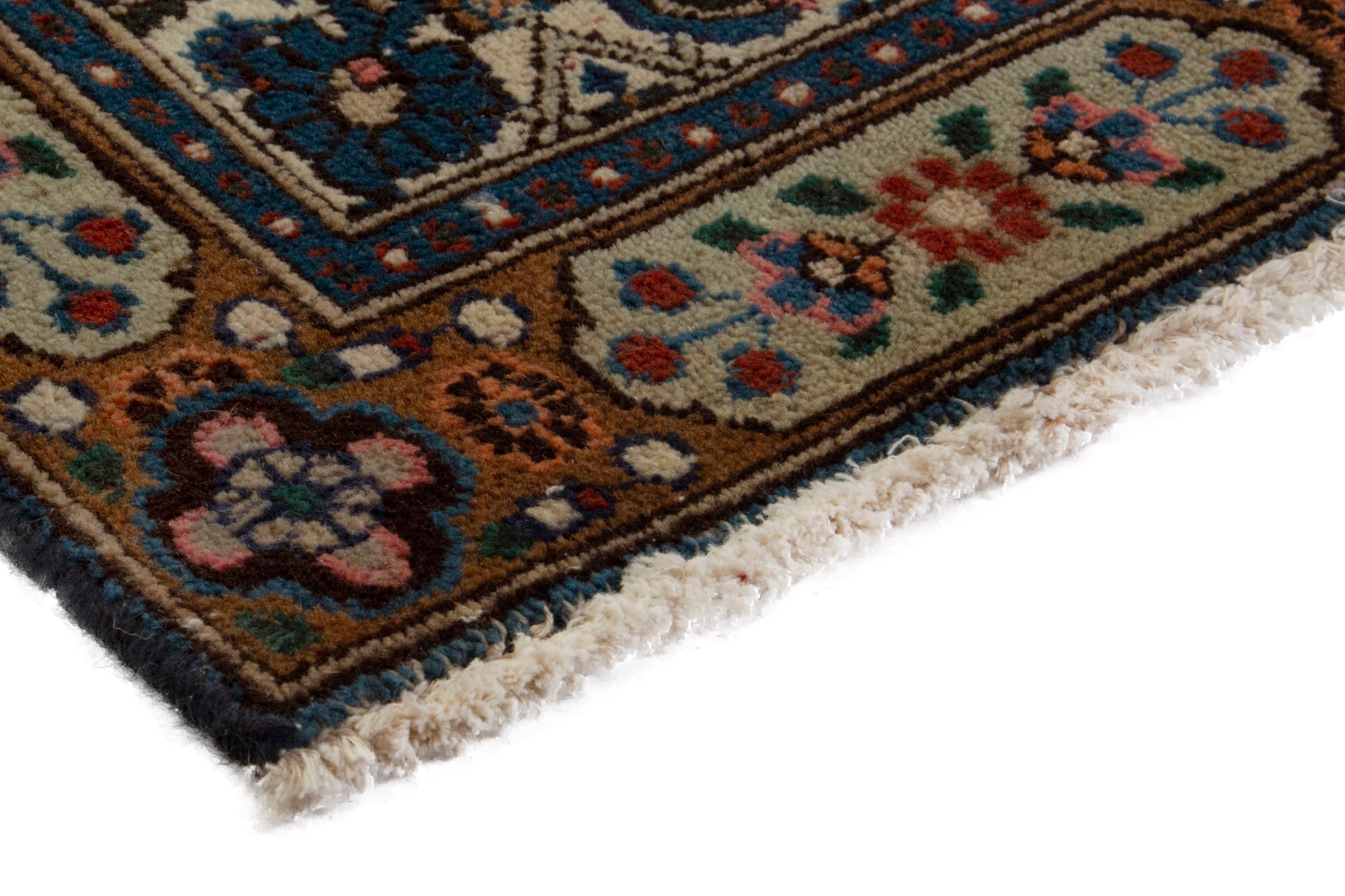 Persian Birjand area rug in ivory and navy, view 6 of 18