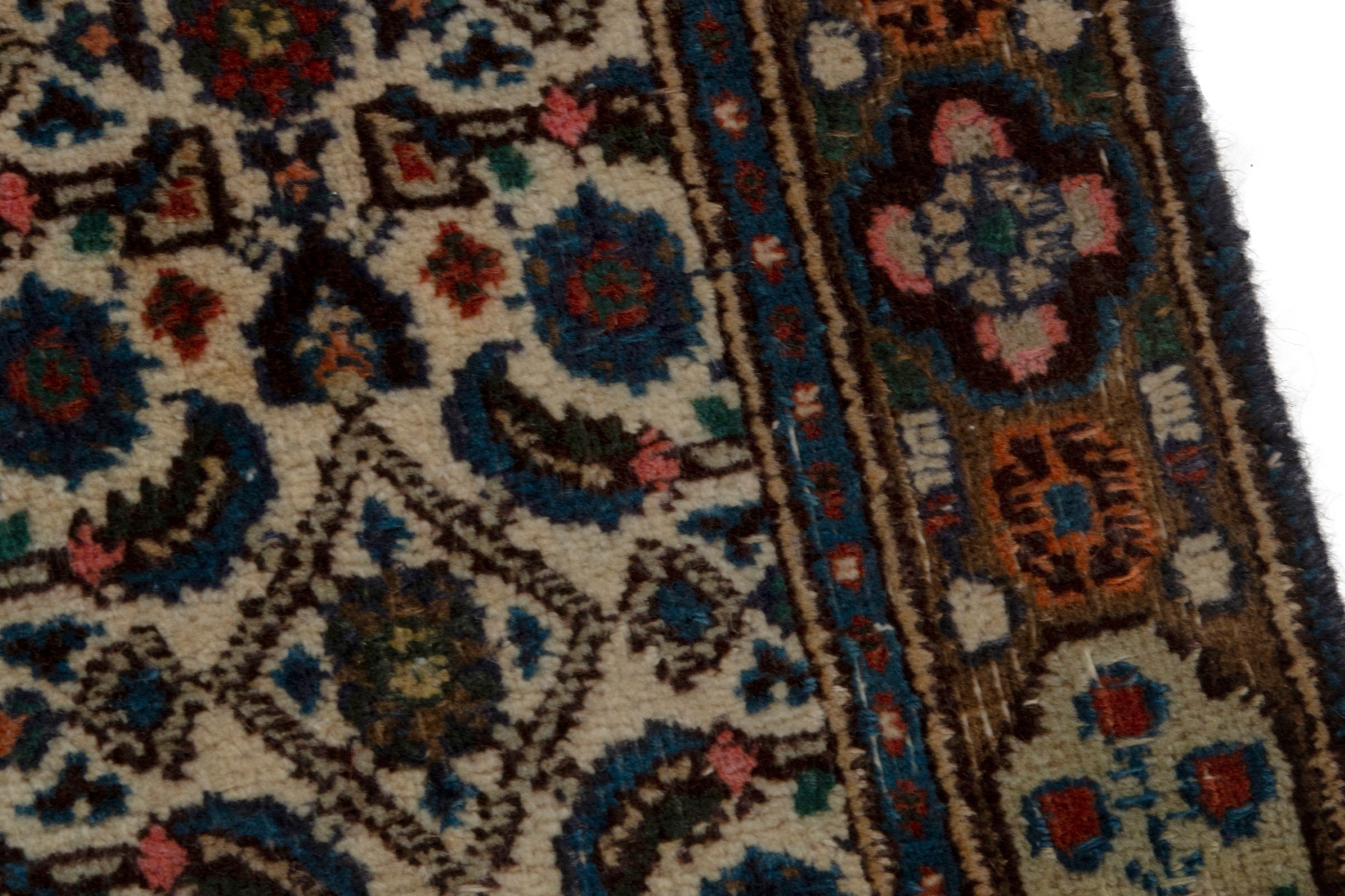Persian Birjand area rug in ivory and navy, view 8 of 18