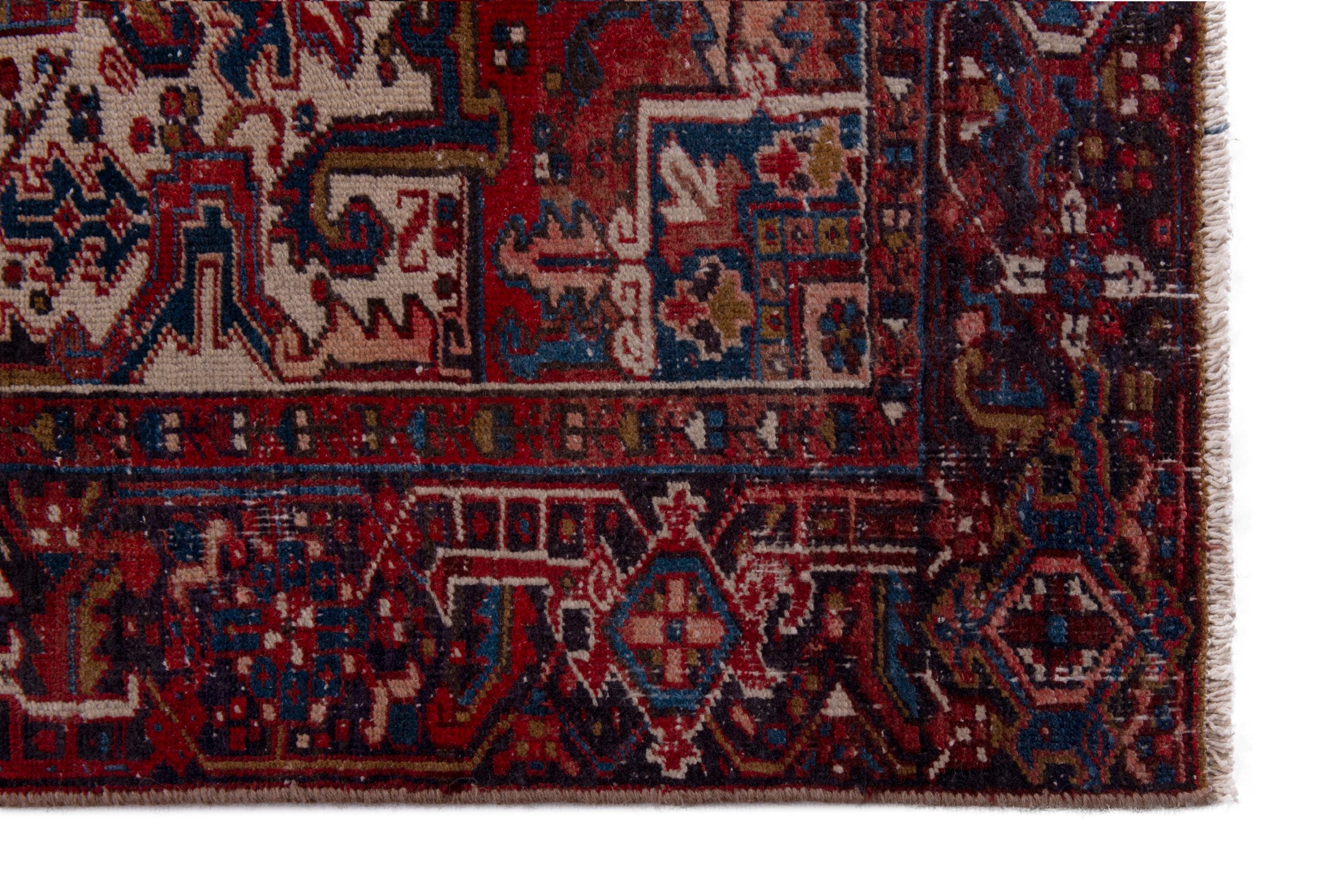 Persian Heriz oversized rug in deep red and cream, view 5 of 21
