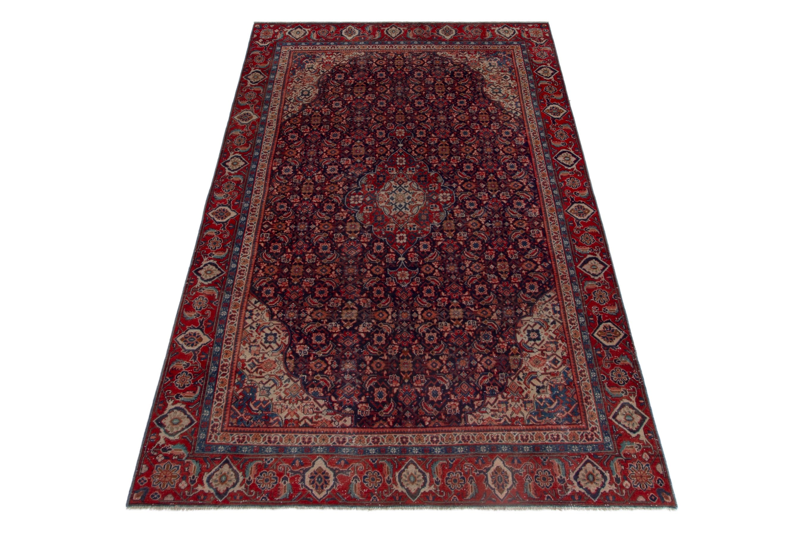 Persian Mahal oversized rug in burgundy and deep red, view 2 of 20