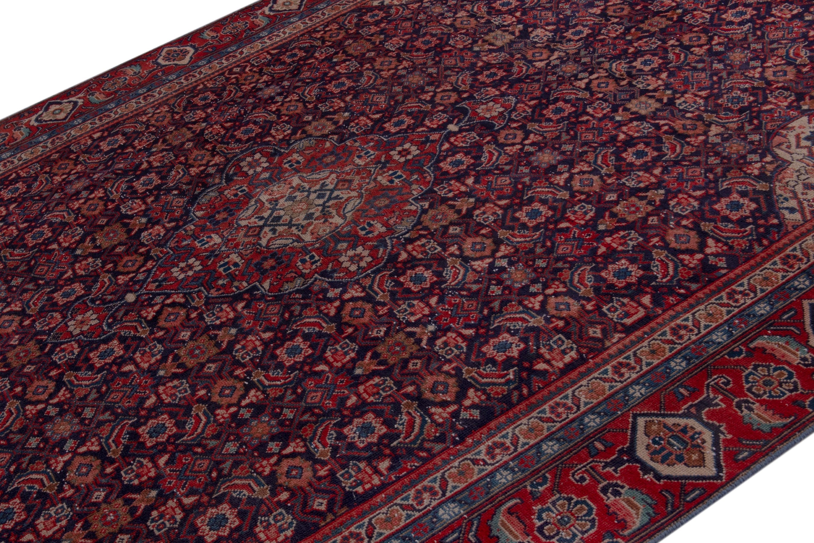 Persian Mahal oversized rug in burgundy and deep red, view 4 of 20
