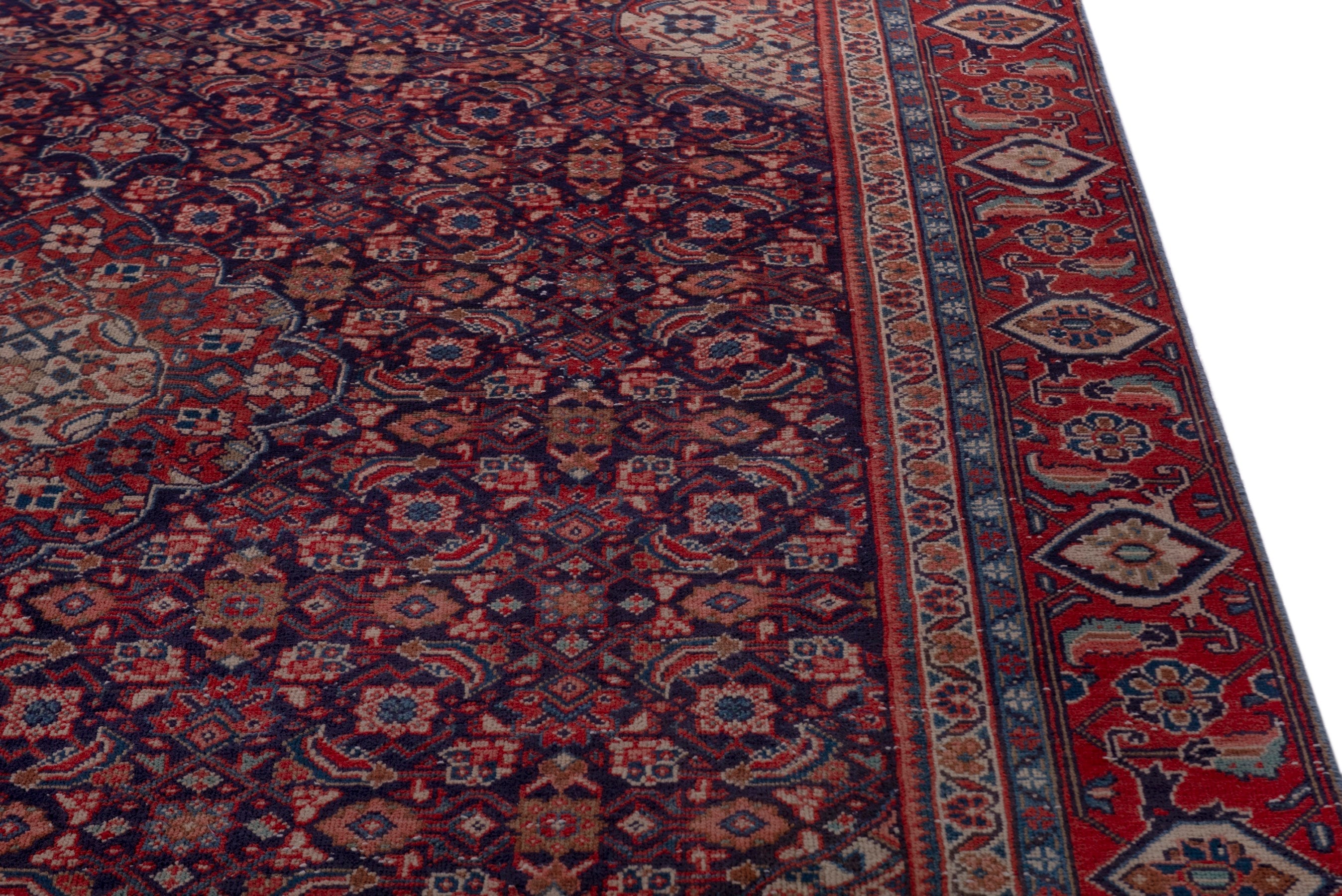 Persian Mahal oversized rug in burgundy and deep red, view 7 of 20