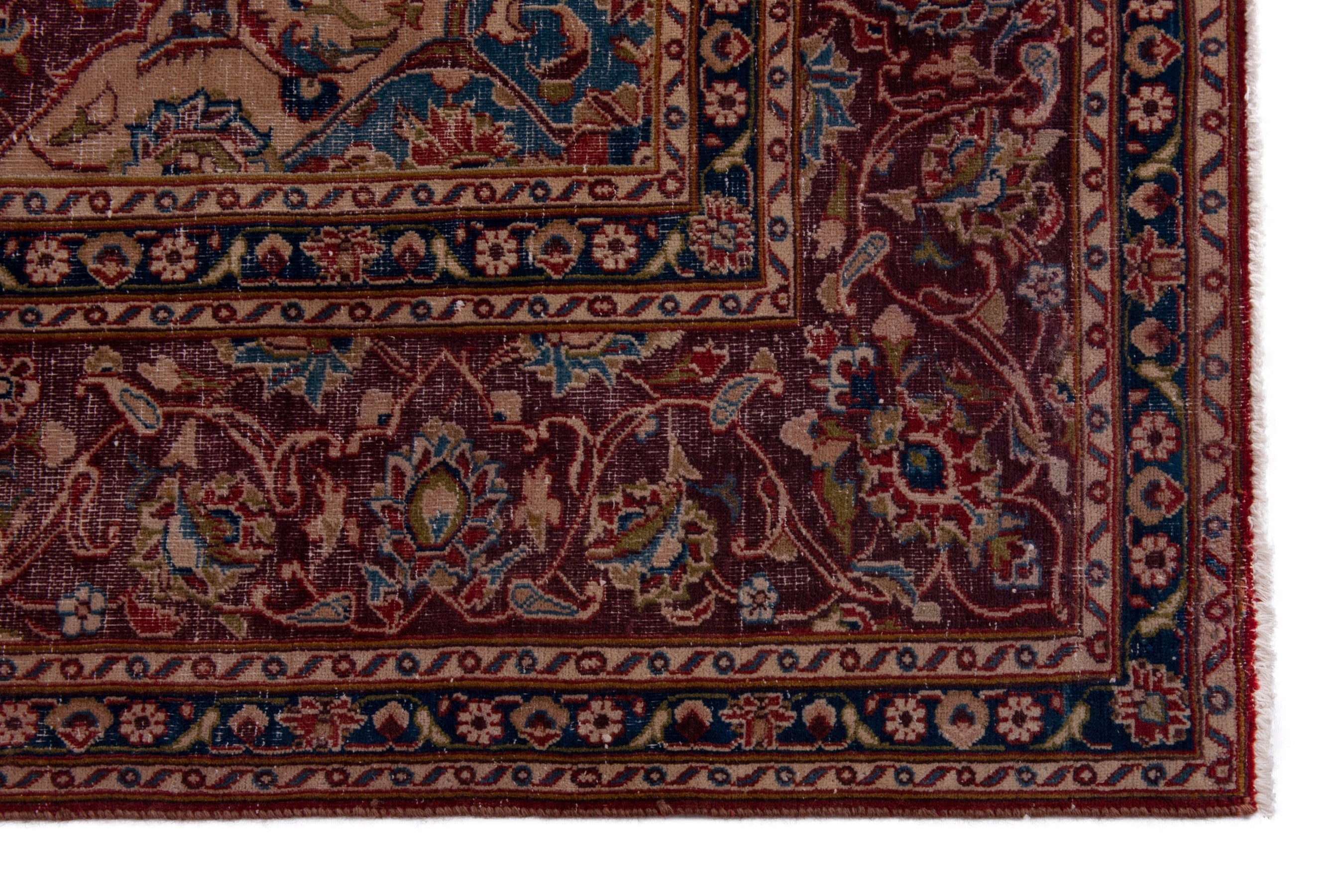 Persian Mashhad oversized rug in deep red and burgundy, view 5 of 19