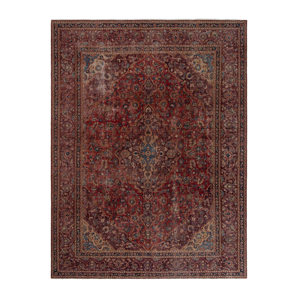 Persian Mashhad oversized rug in deep red and burgundy, 9'10" x 12'6"