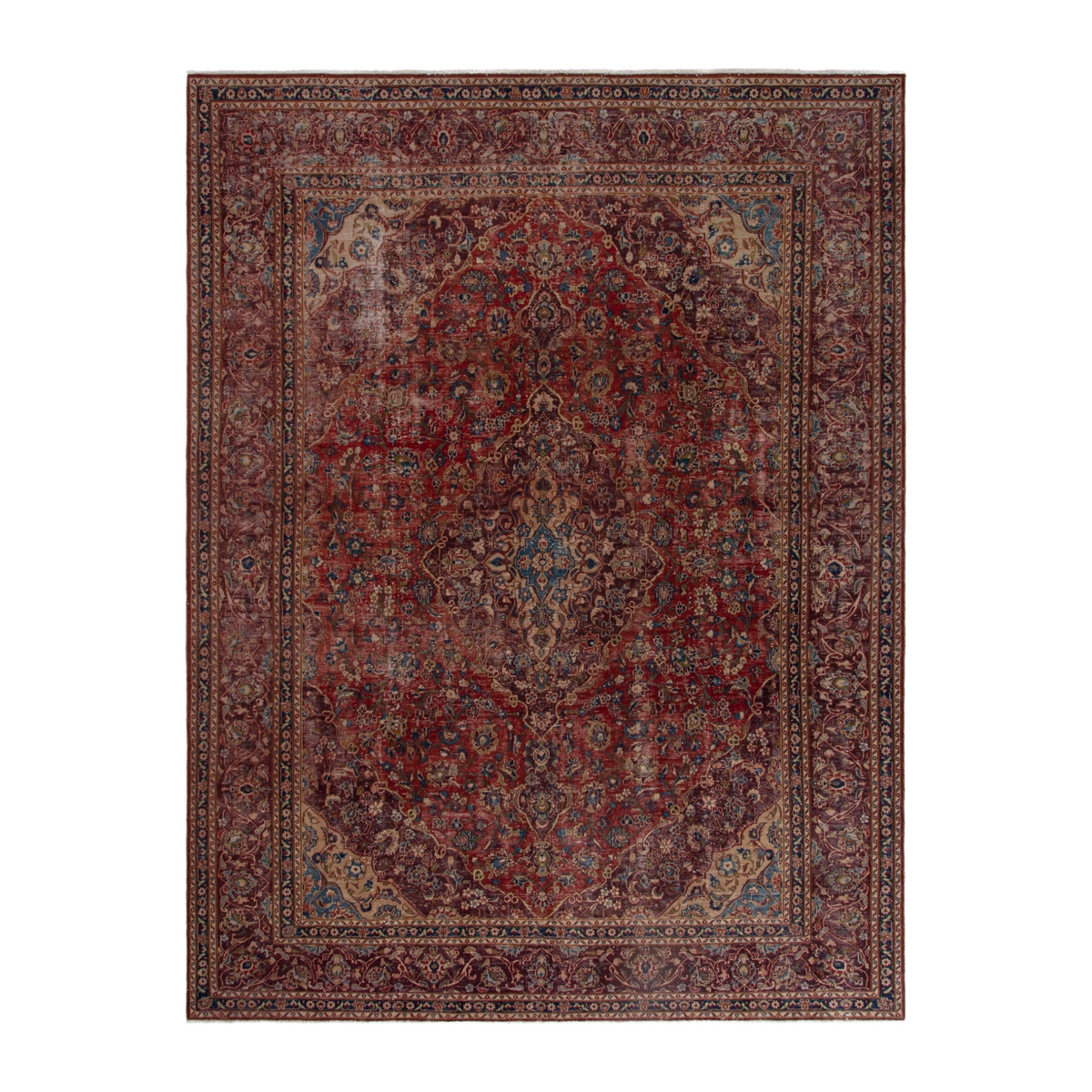 Persian Mashhad oversized rug in deep red and burgundy, 9'10" x 12'6"