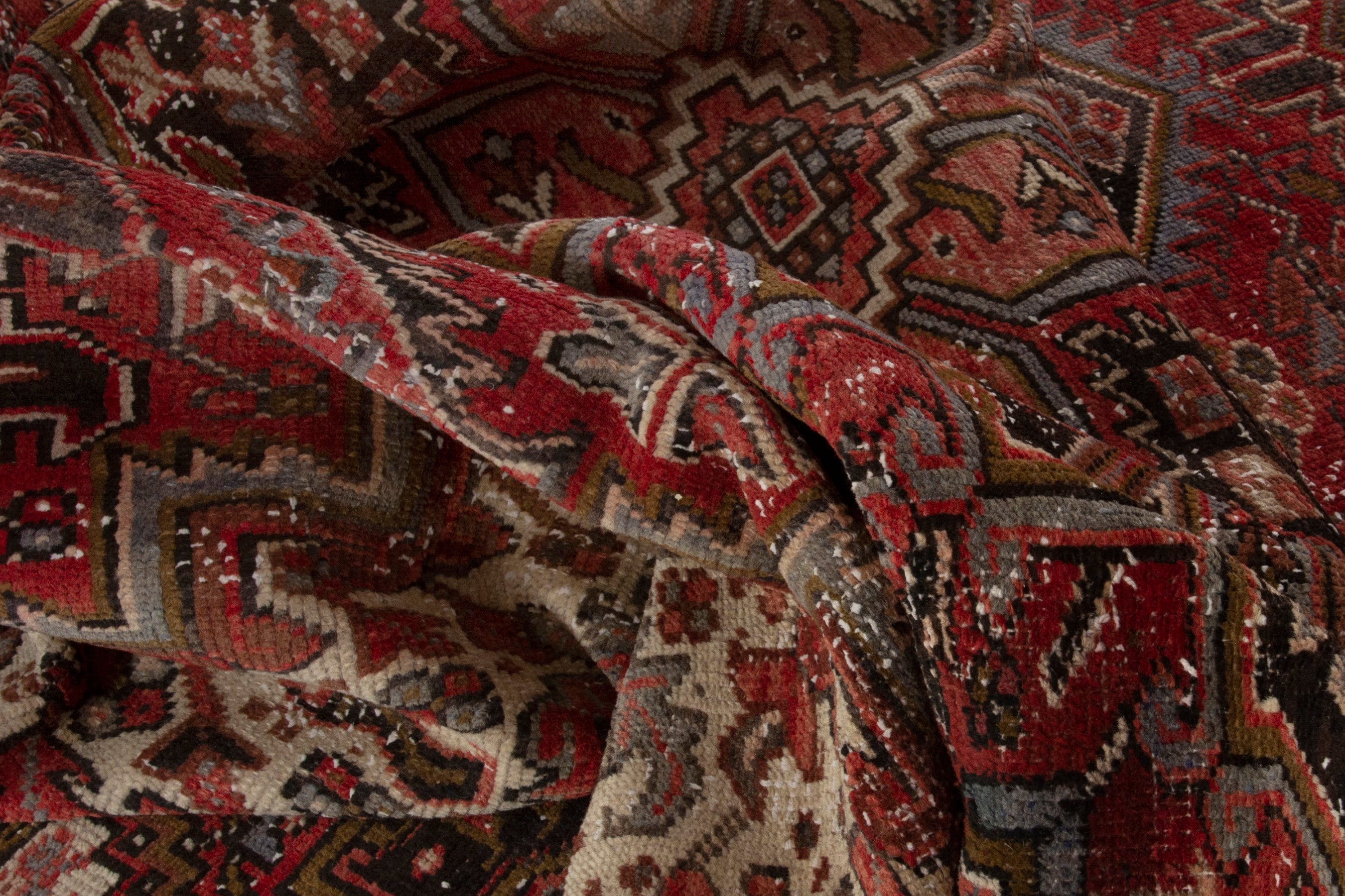 Persian Heriz oversized rug in deep red and burgundy, view 13 of 16