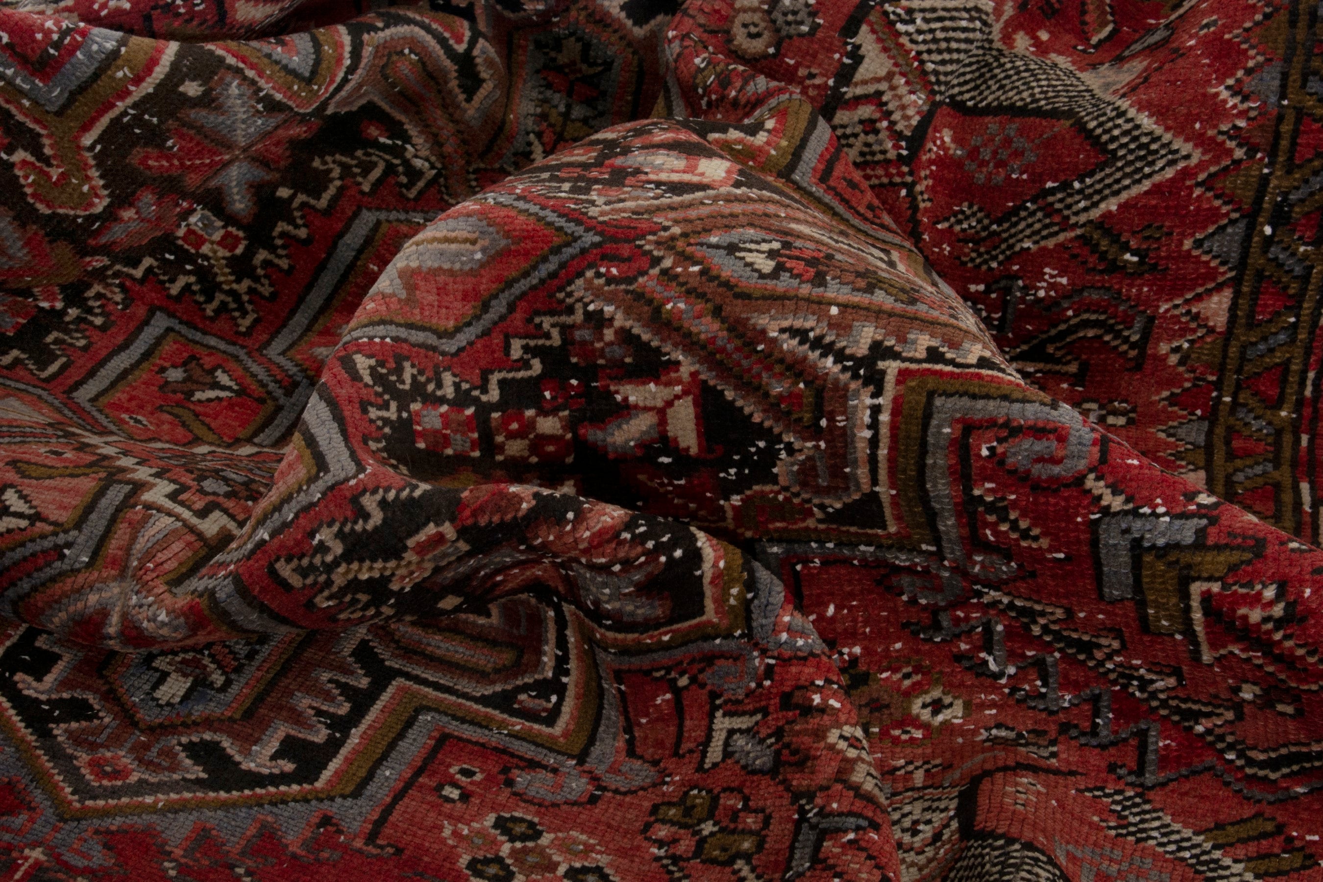 Persian Heriz oversized rug in deep red and burgundy, view 14 of 16