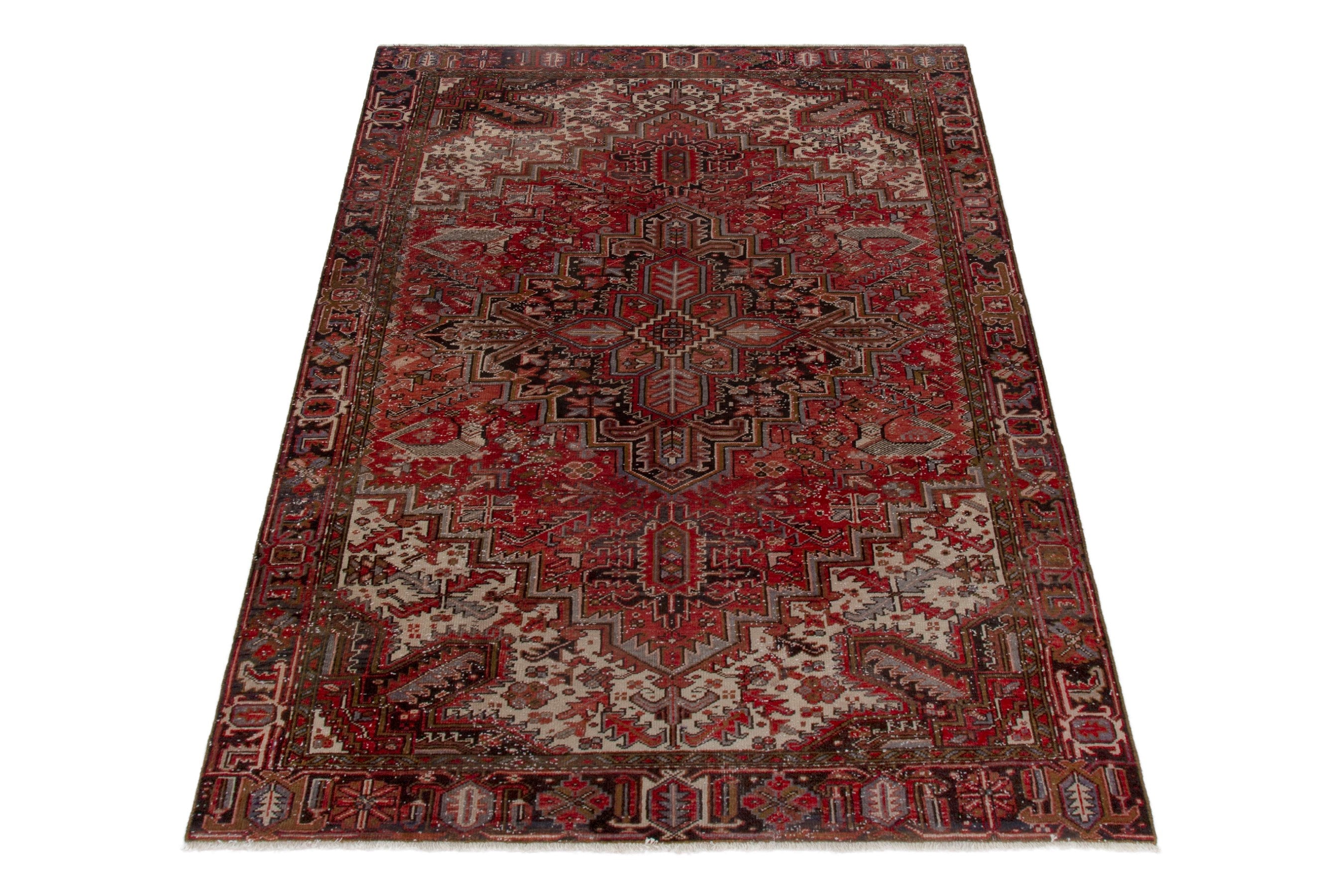 Persian Heriz oversized rug in deep red and burgundy, view 3 of 16