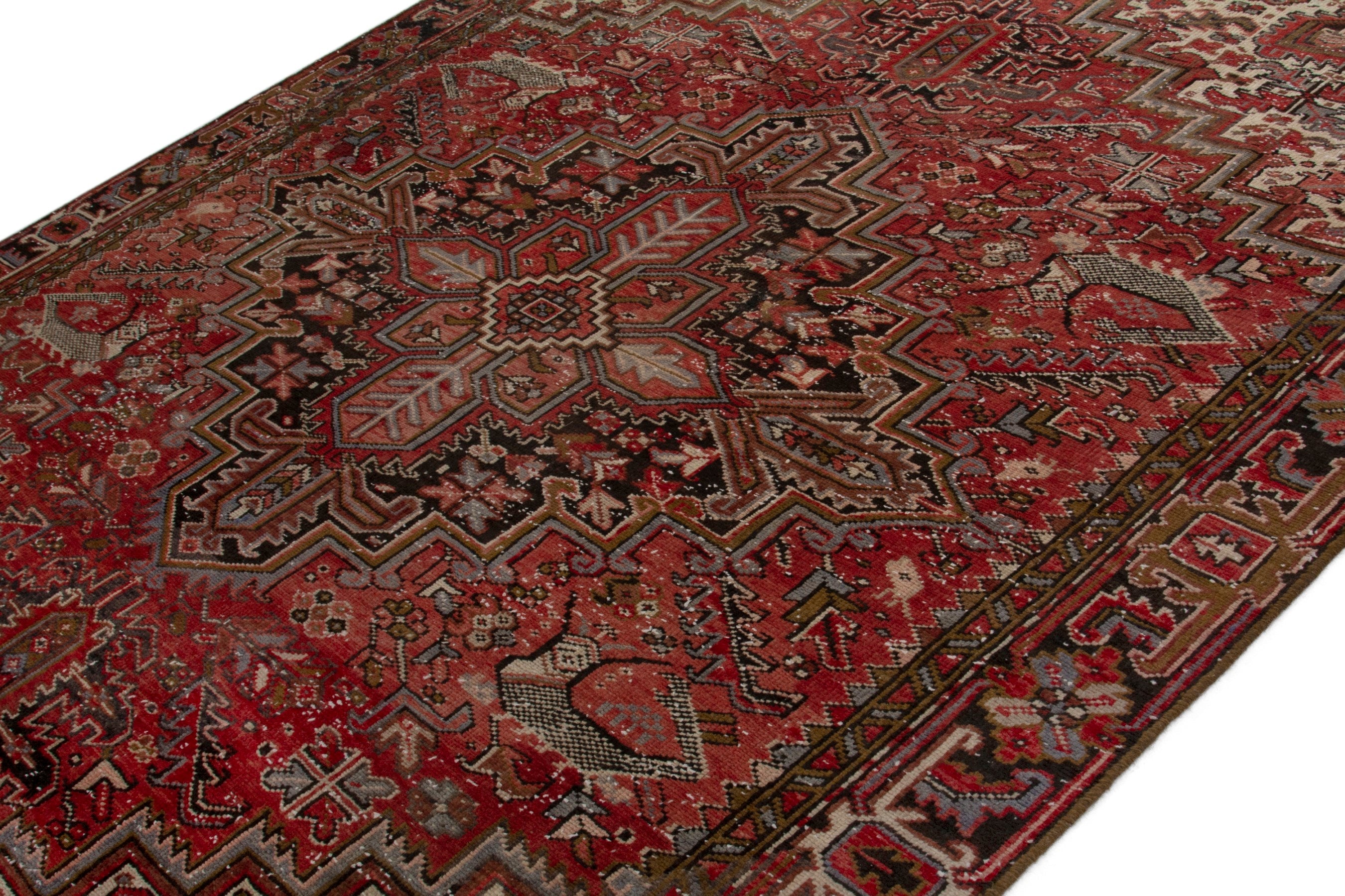 Persian Heriz oversized rug in deep red and burgundy, view 4 of 16