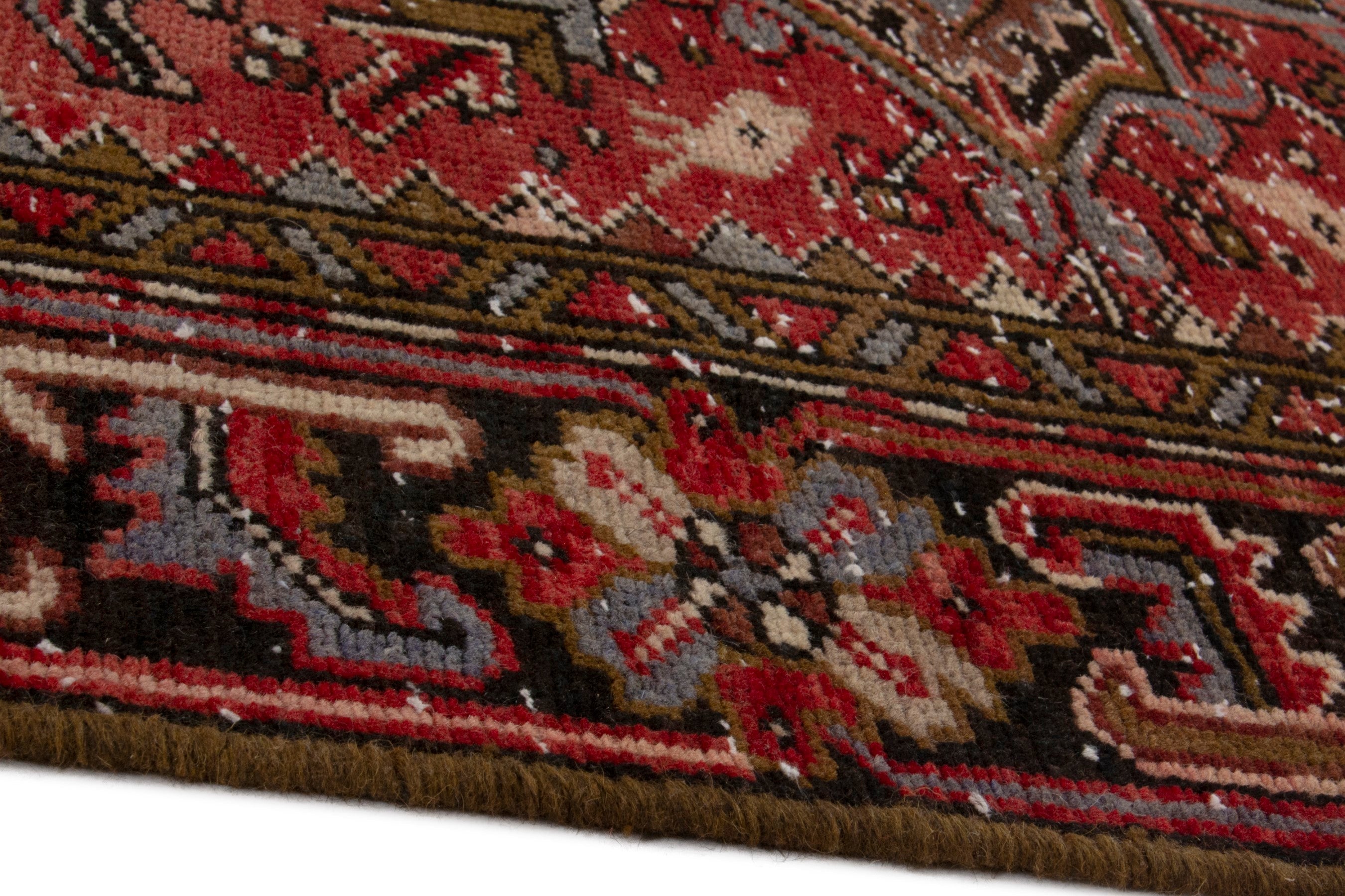 Persian Heriz oversized rug in deep red and burgundy, view 8 of 16
