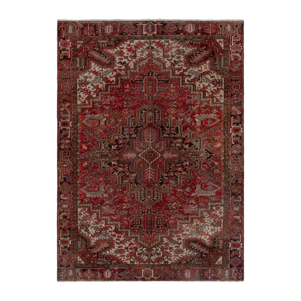 Persian Heriz oversized rug in deep red and burgundy, 7'10" x 11'1"