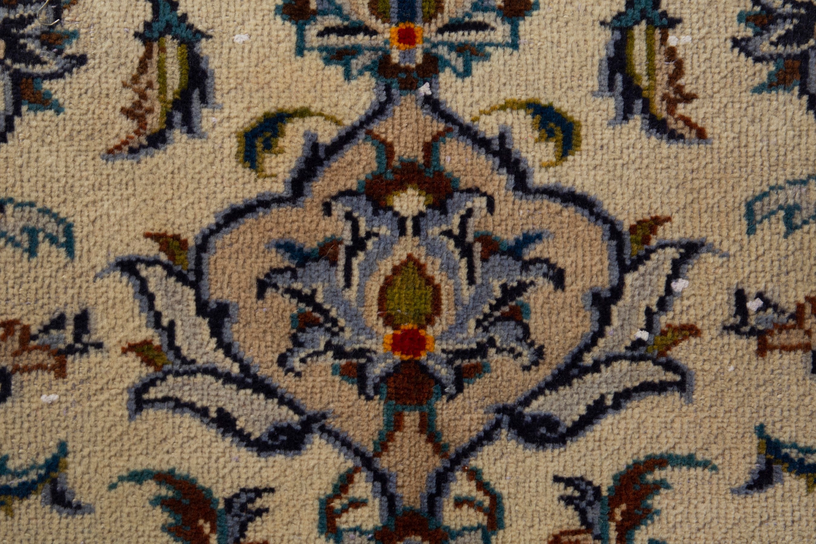 Persian Kashan oversized rug in cream and brown, view 13 of 18