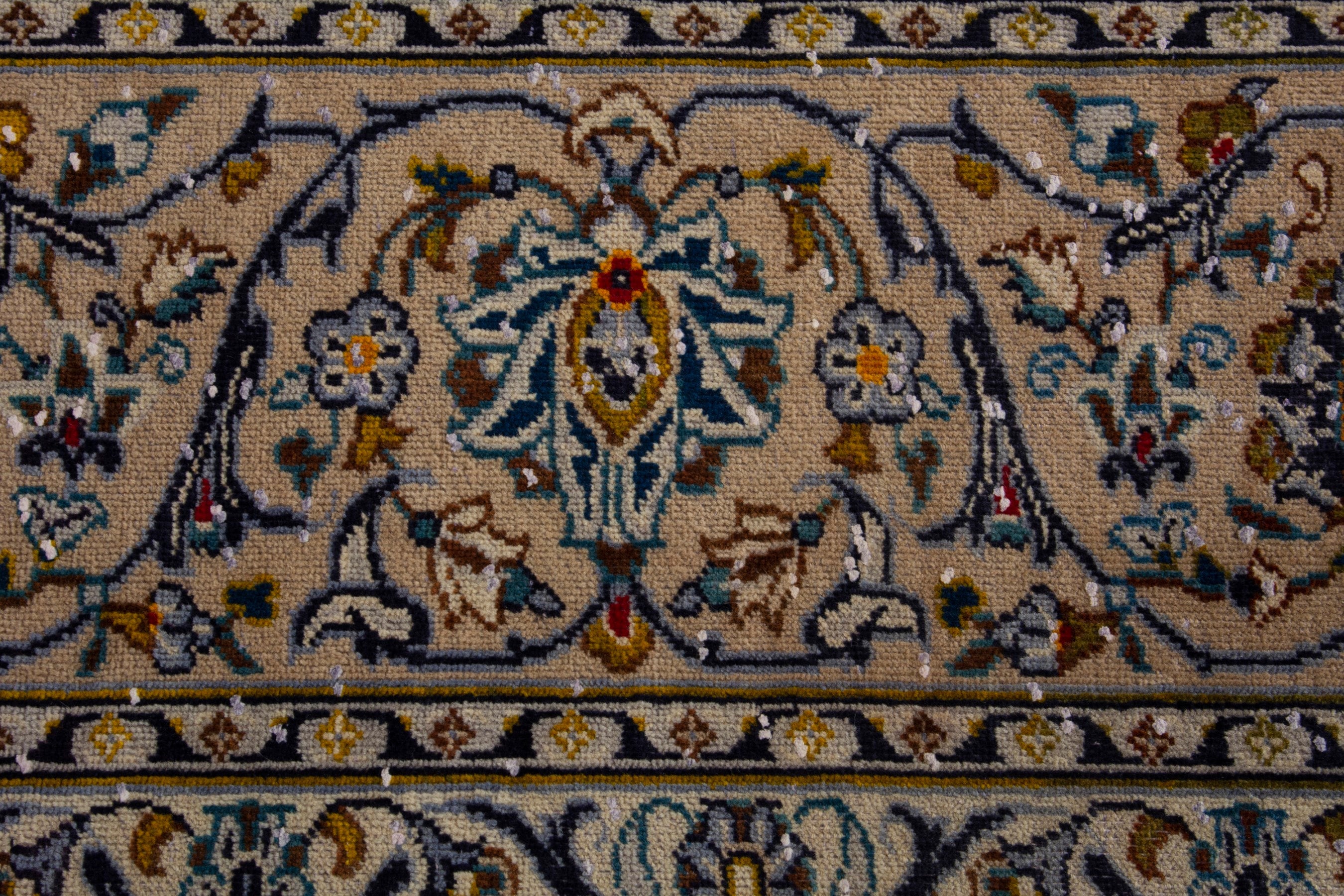 Persian Kashan oversized rug in cream and brown, view 14 of 18