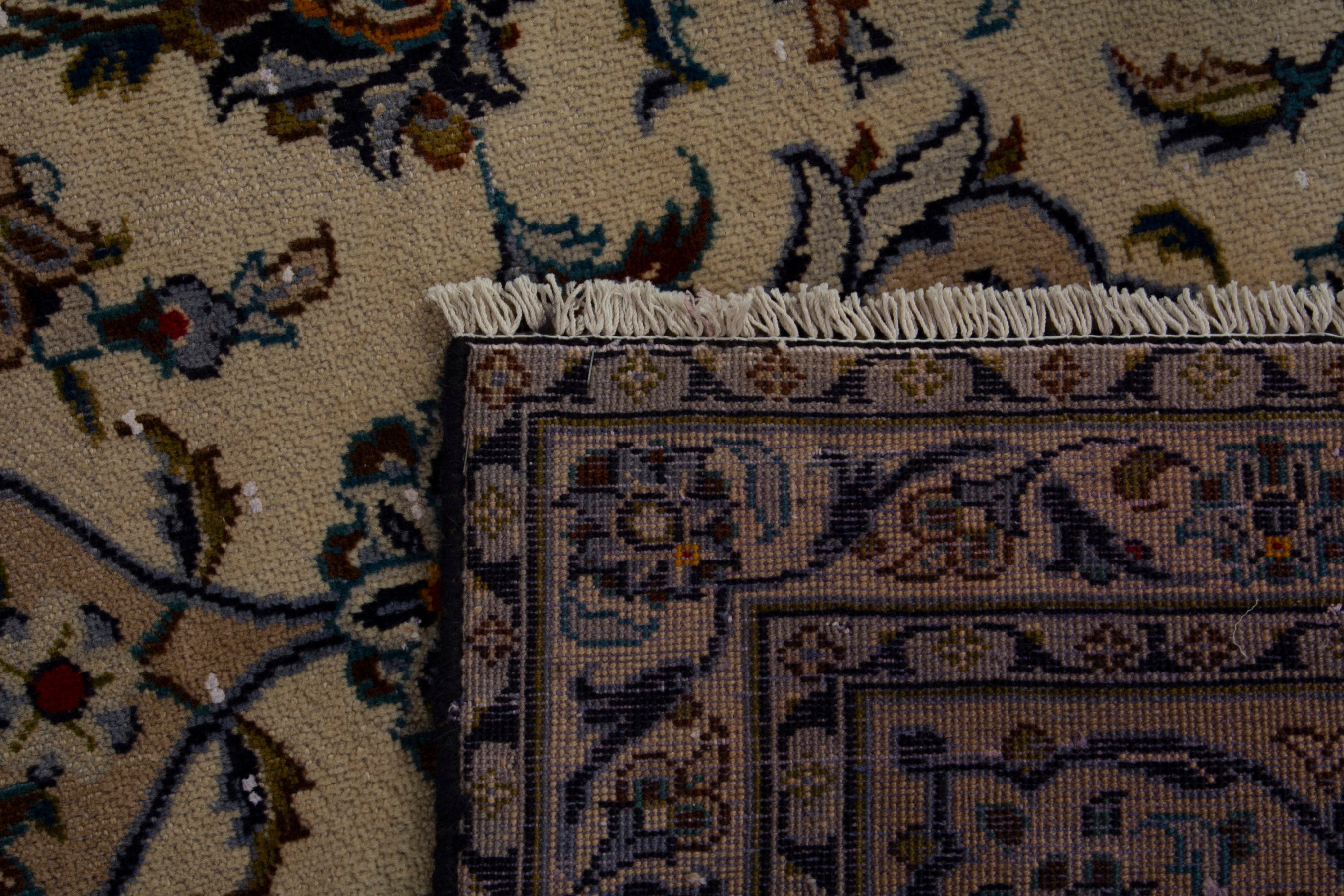 Persian Kashan oversized rug in cream and brown, view 18 of 18
