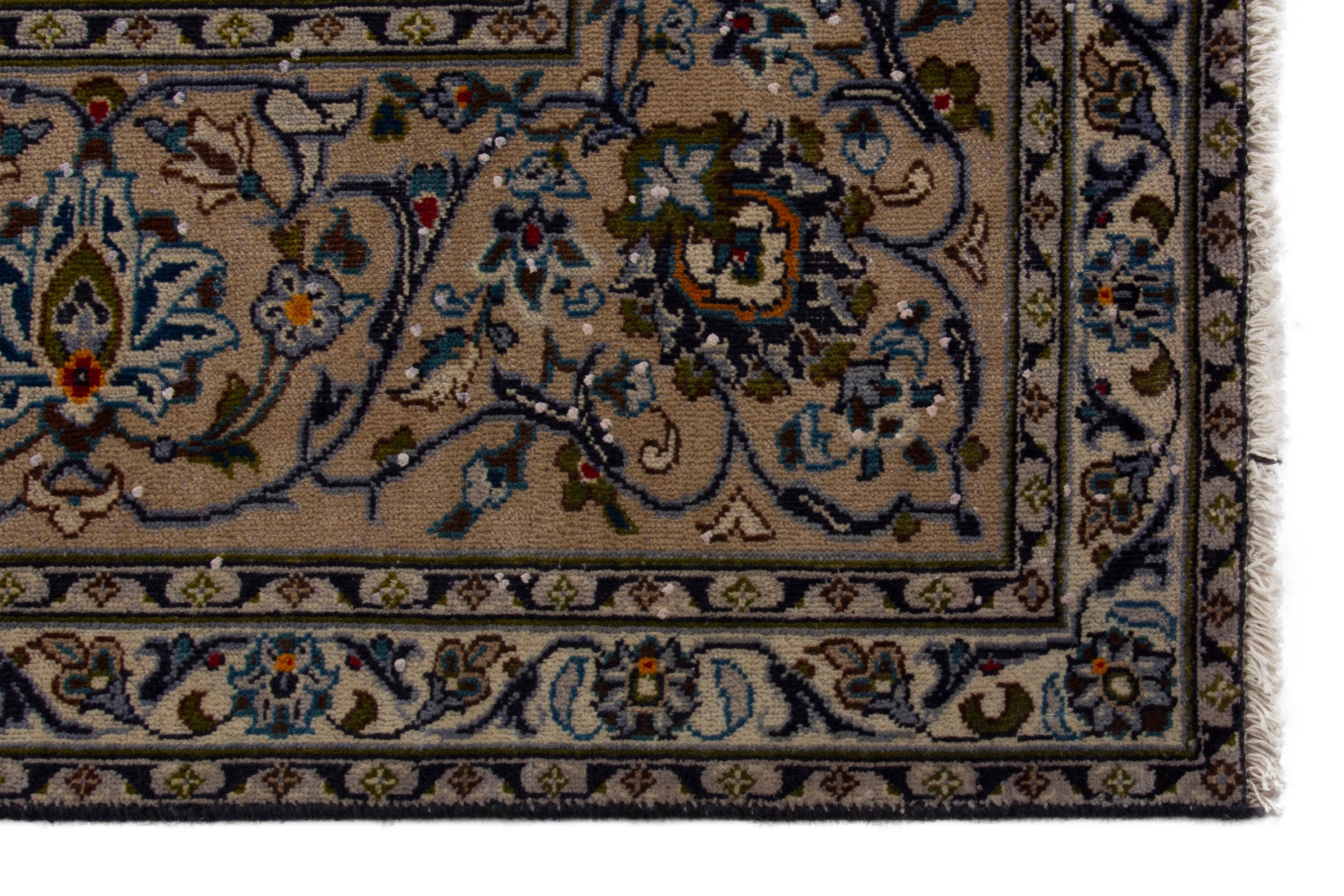 Persian Kashan oversized rug in cream and brown, view 5 of 18