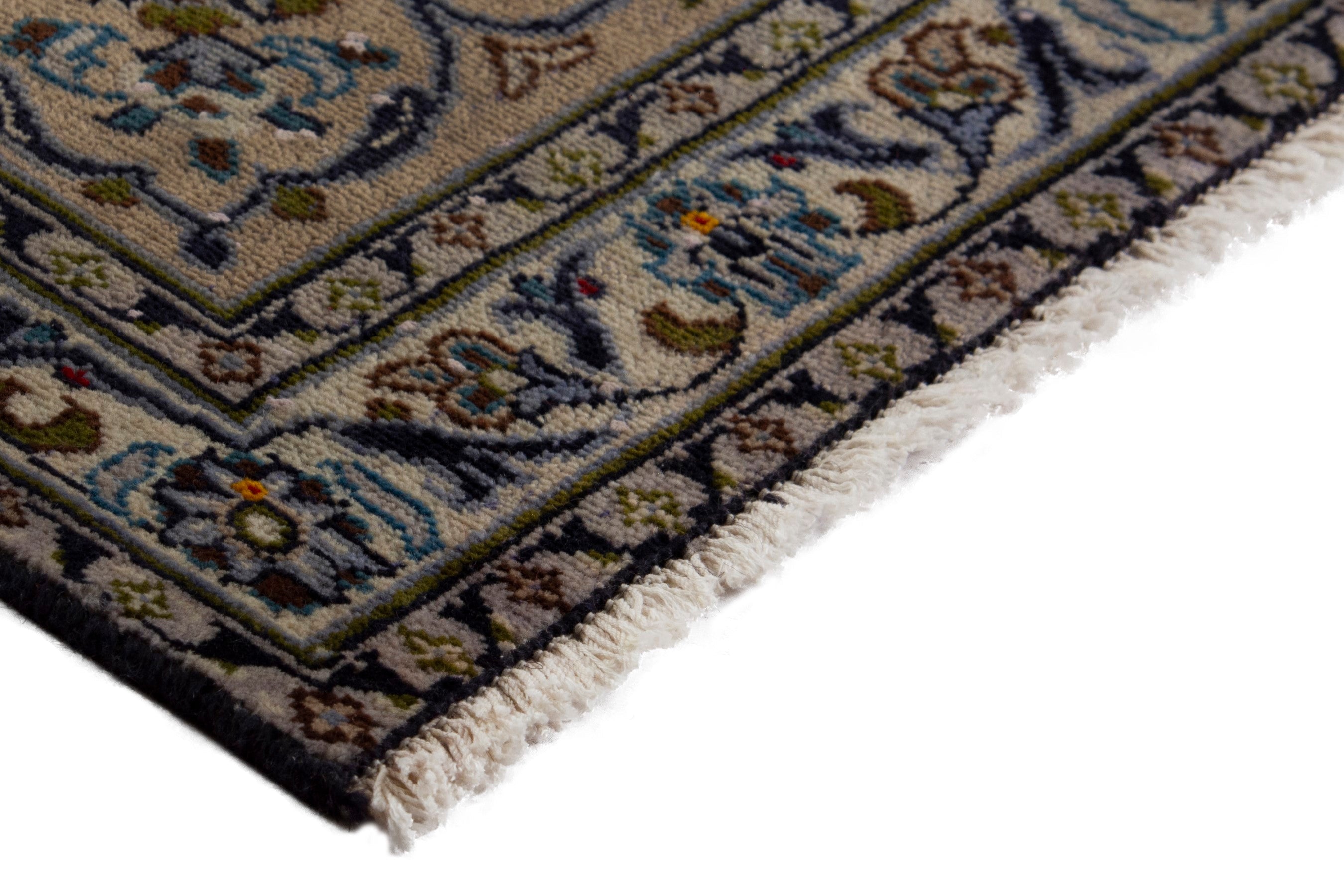 Persian Kashan oversized rug in cream and brown, view 6 of 18