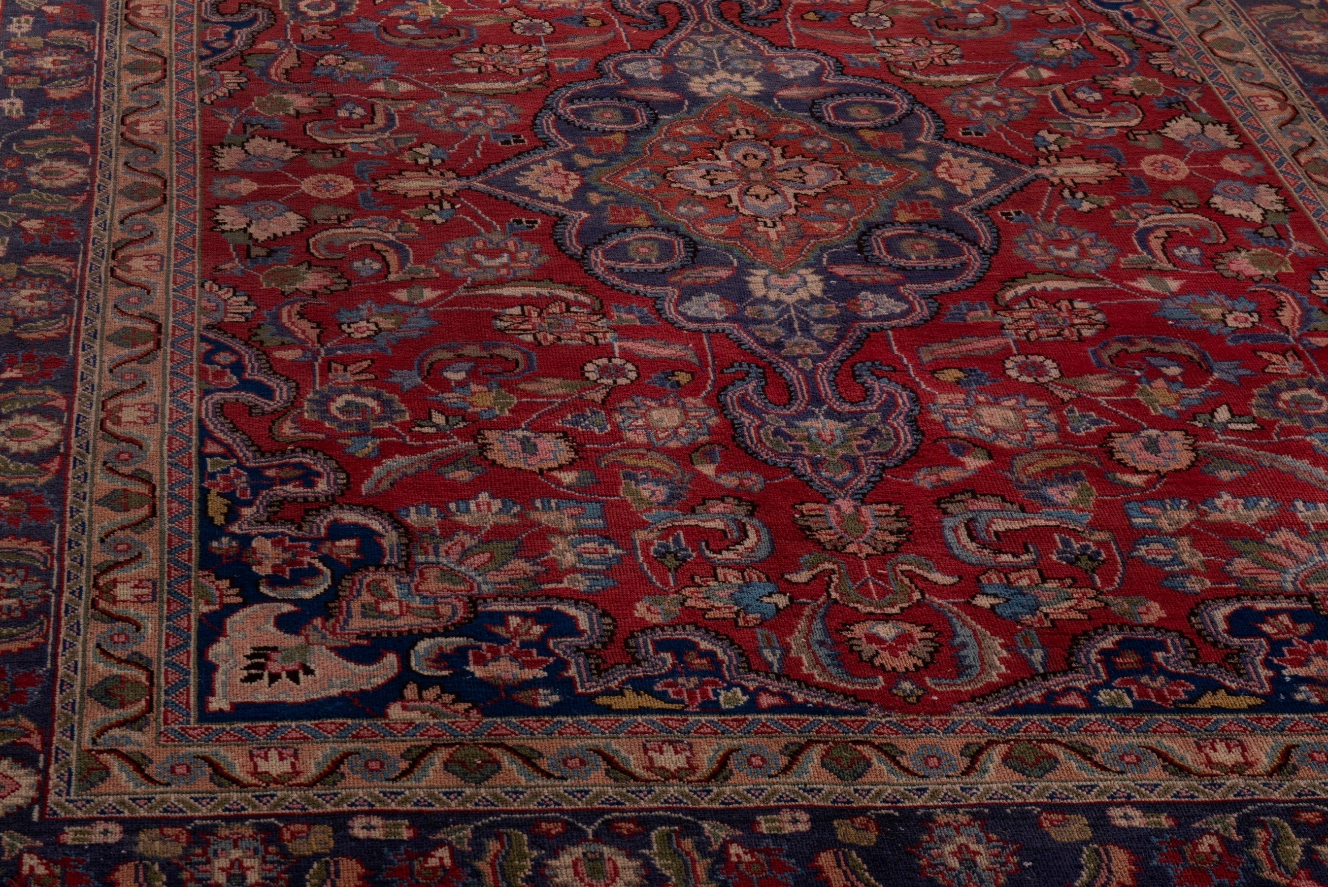 Persian Sabzevar area rug in deep red and dark blue, view 10 of 20