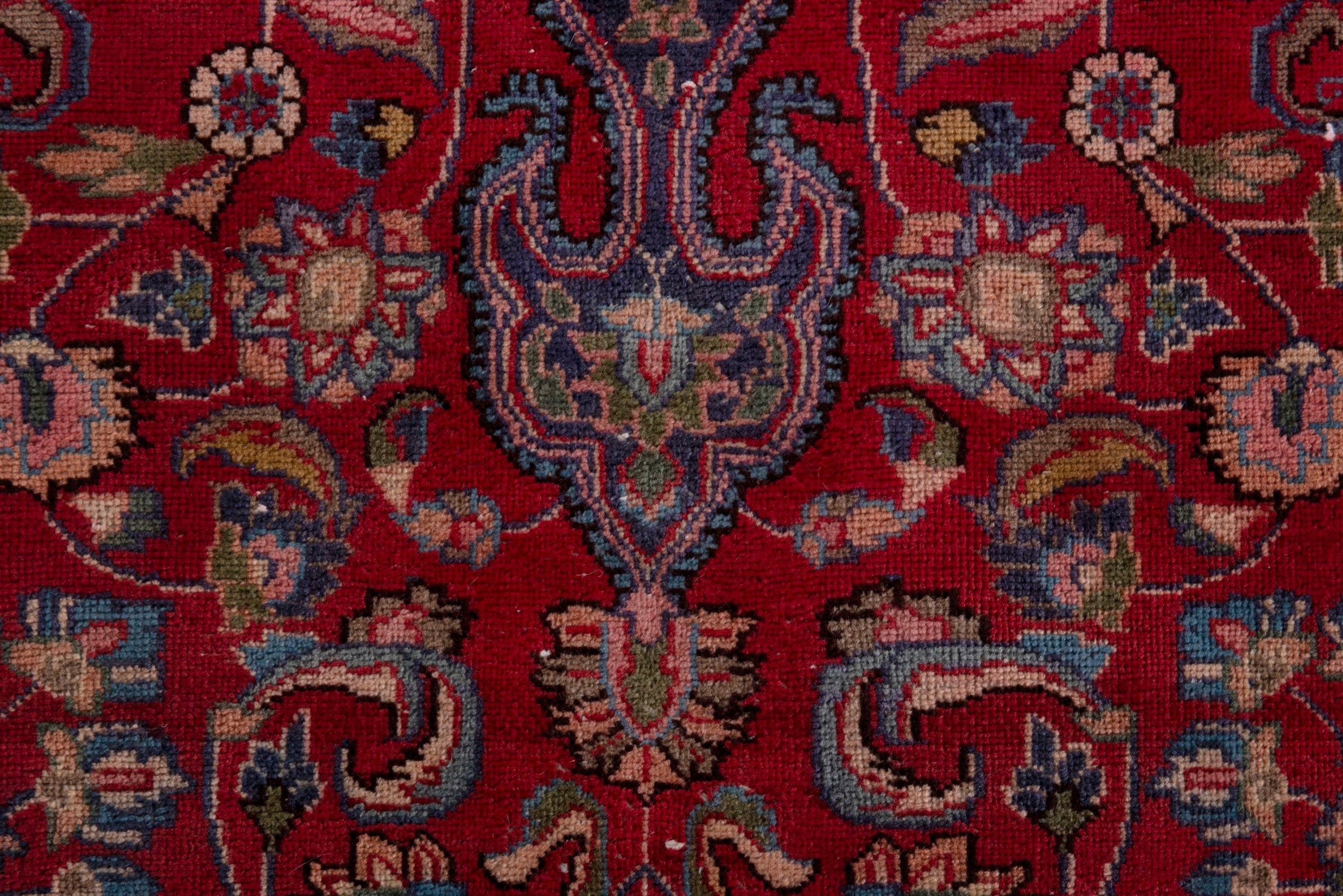 Persian Sabzevar area rug in deep red and dark blue, view 12 of 20