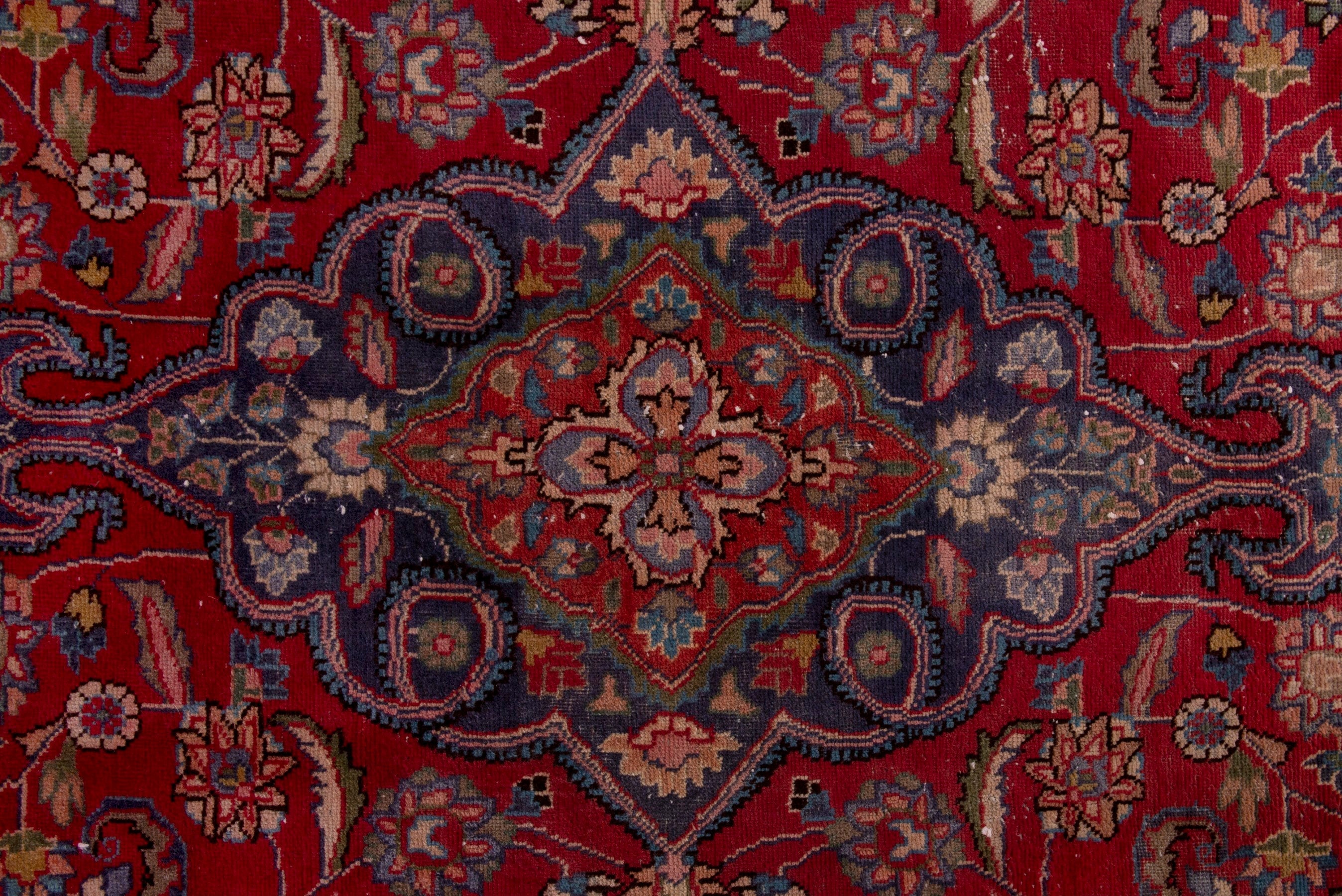 Persian Sabzevar area rug in deep red and dark blue, view 13 of 20