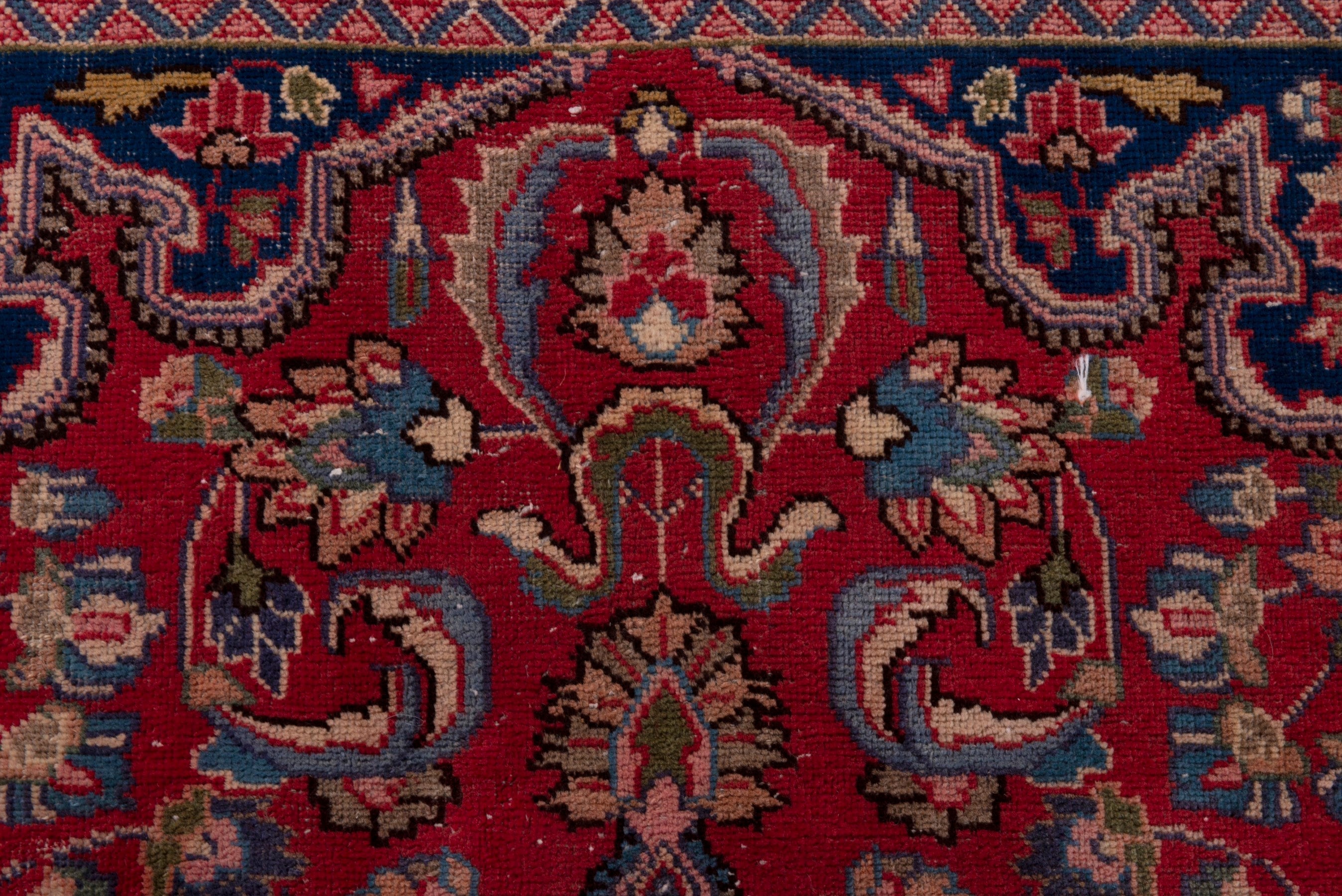 Persian Sabzevar area rug in deep red and dark blue, view 15 of 20