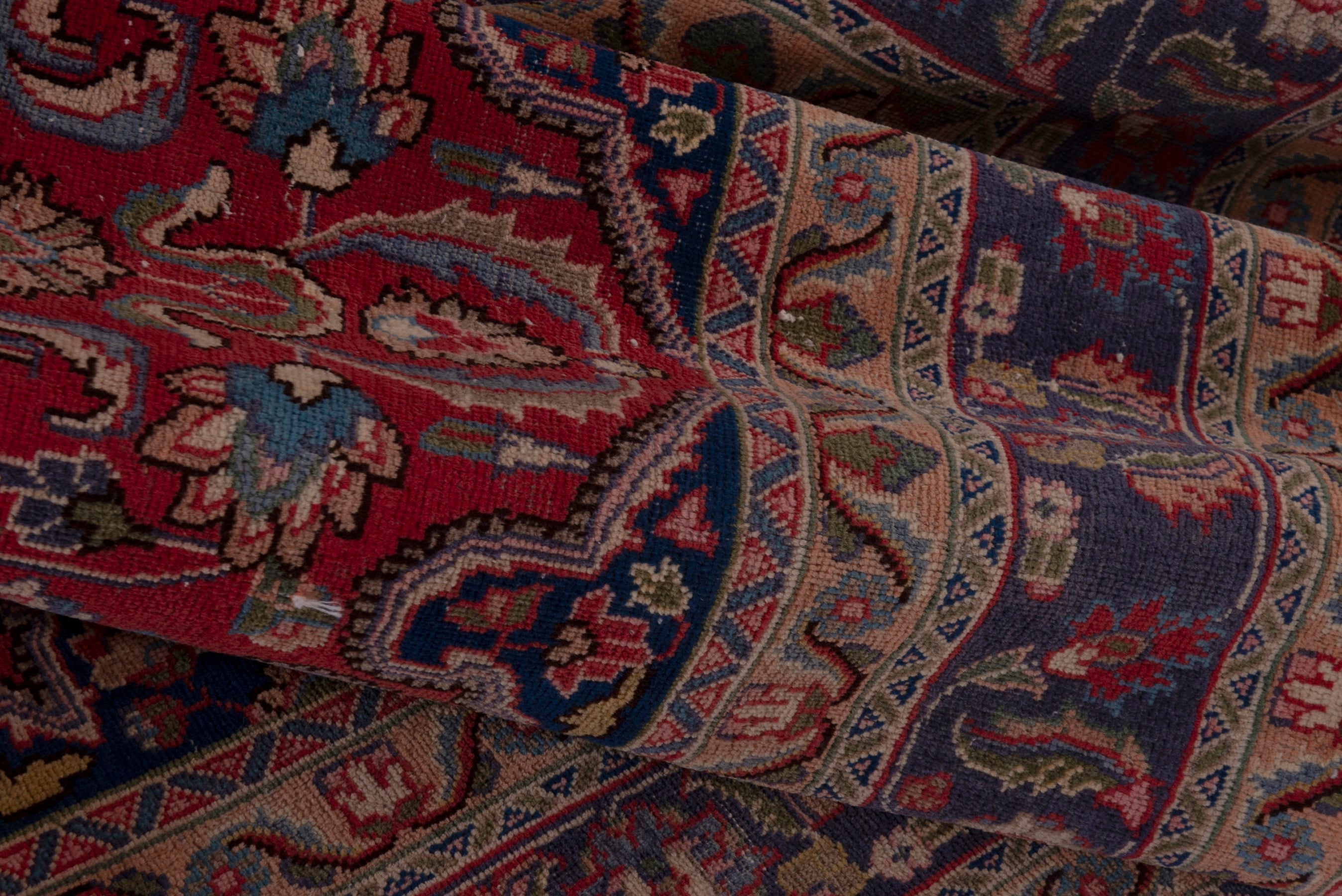 Persian Sabzevar area rug in deep red and dark blue, view 17 of 20