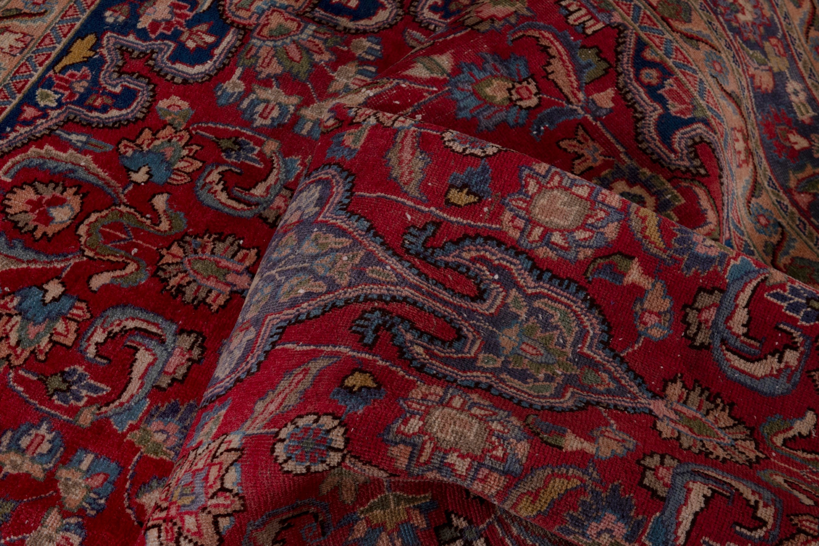 Persian Sabzevar area rug in deep red and dark blue, view 18 of 20