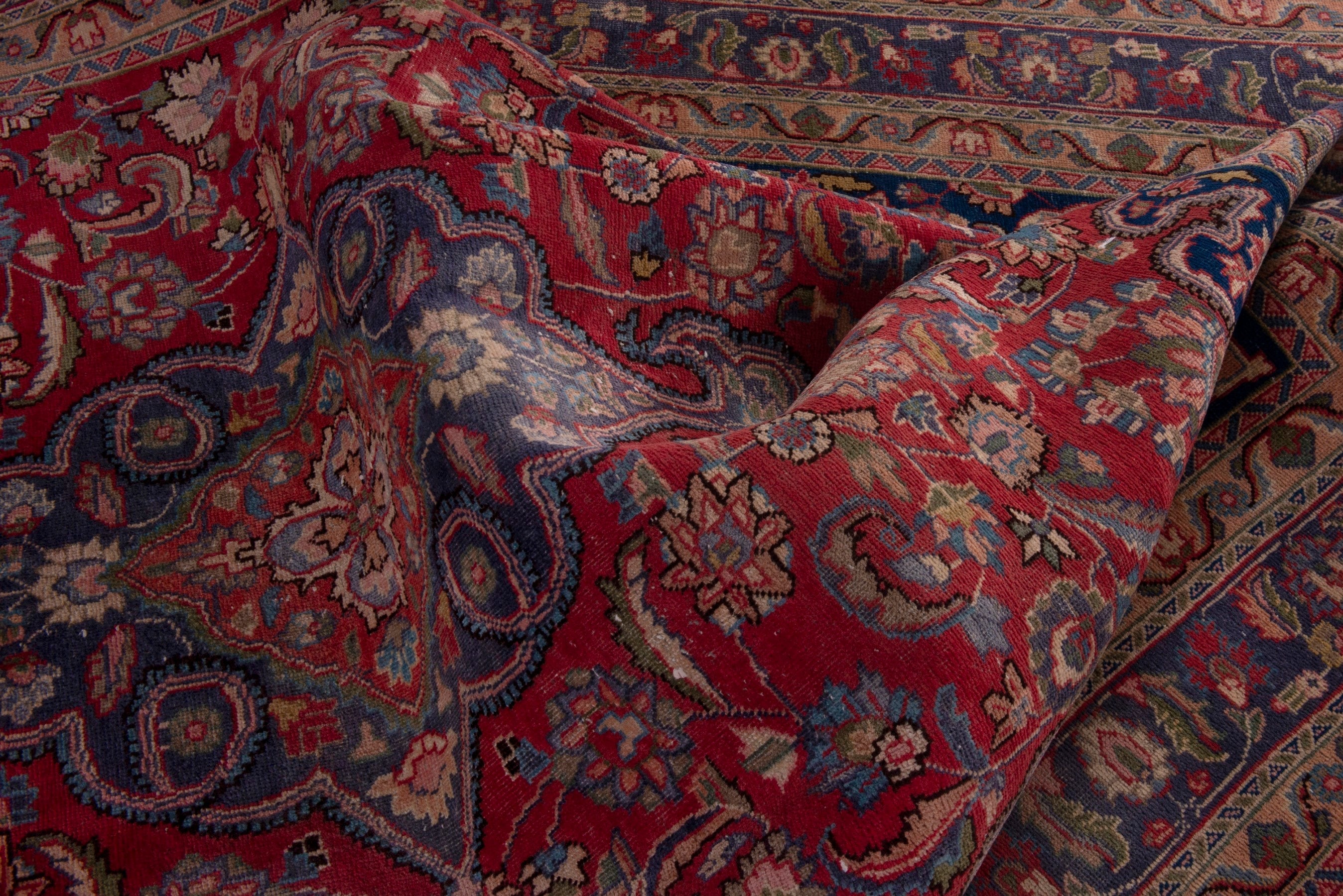 Persian Sabzevar area rug in deep red and dark blue, view 19 of 20