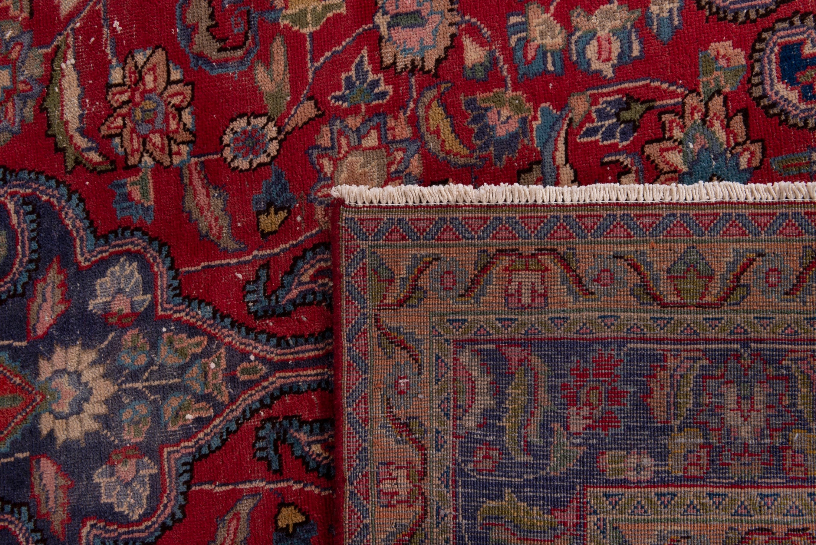 Persian Sabzevar area rug in deep red and dark blue, view 20 of 20