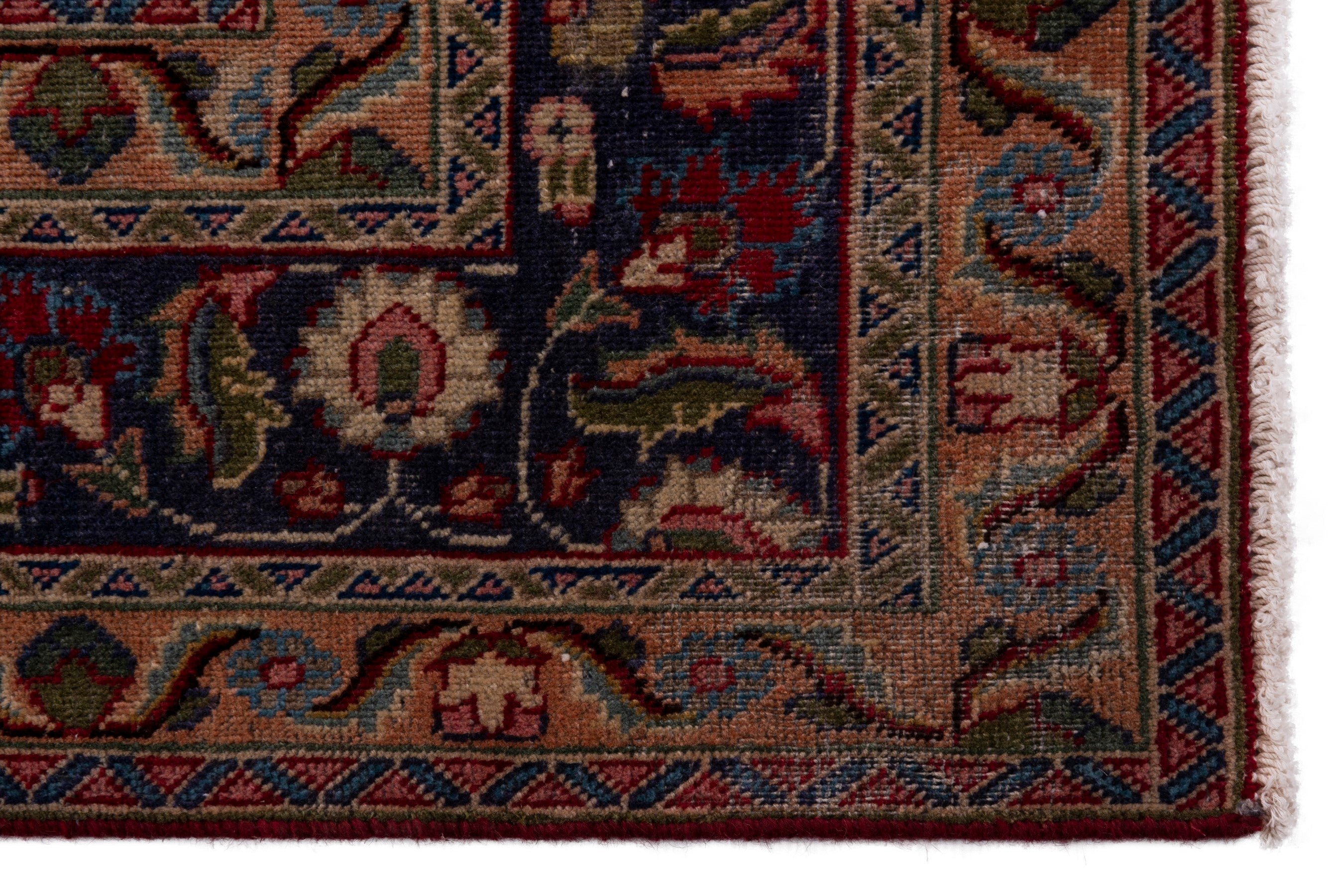 Persian Sabzevar area rug in deep red and dark blue, view 5 of 20