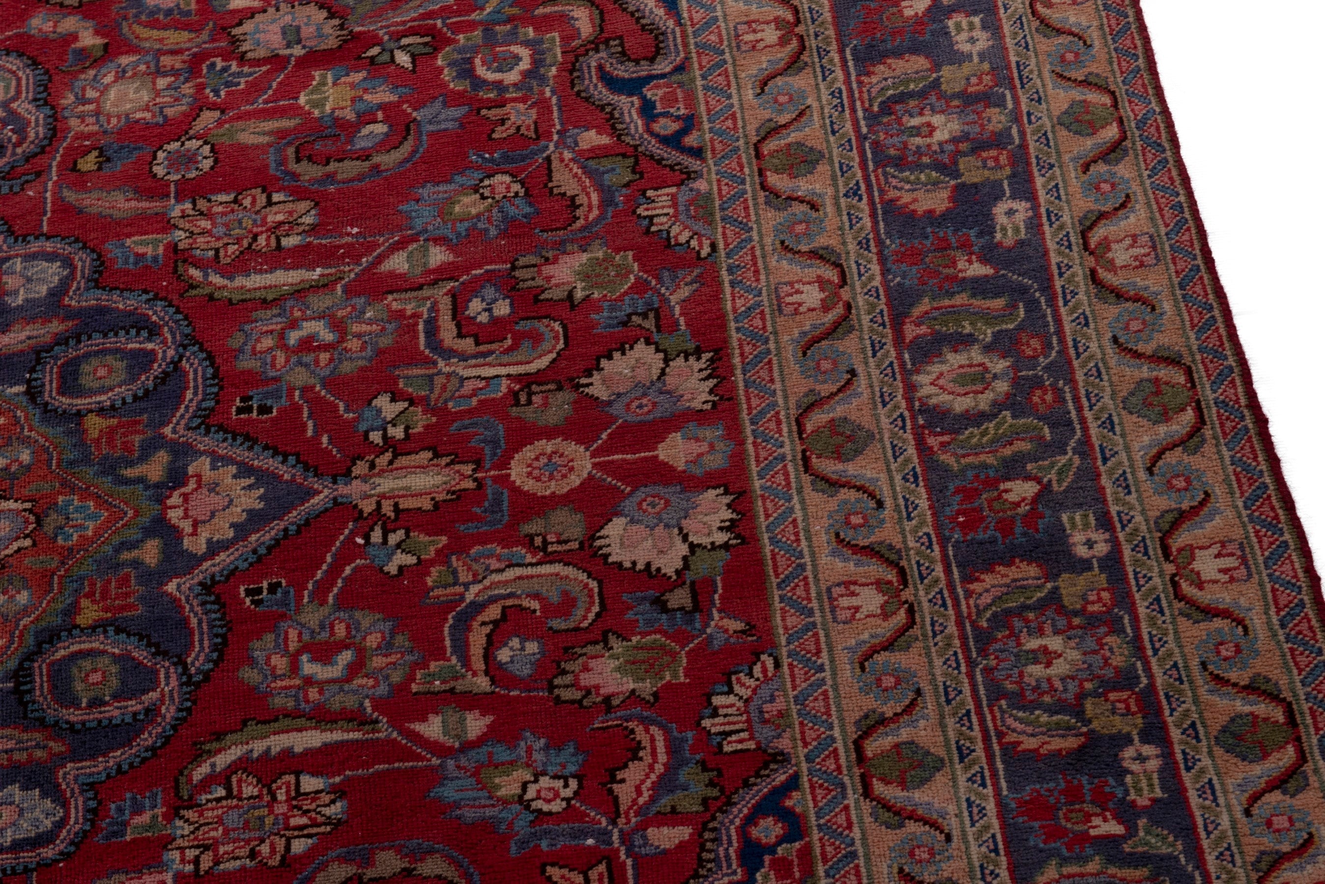 Persian Sabzevar area rug in deep red and dark blue, view 7 of 20