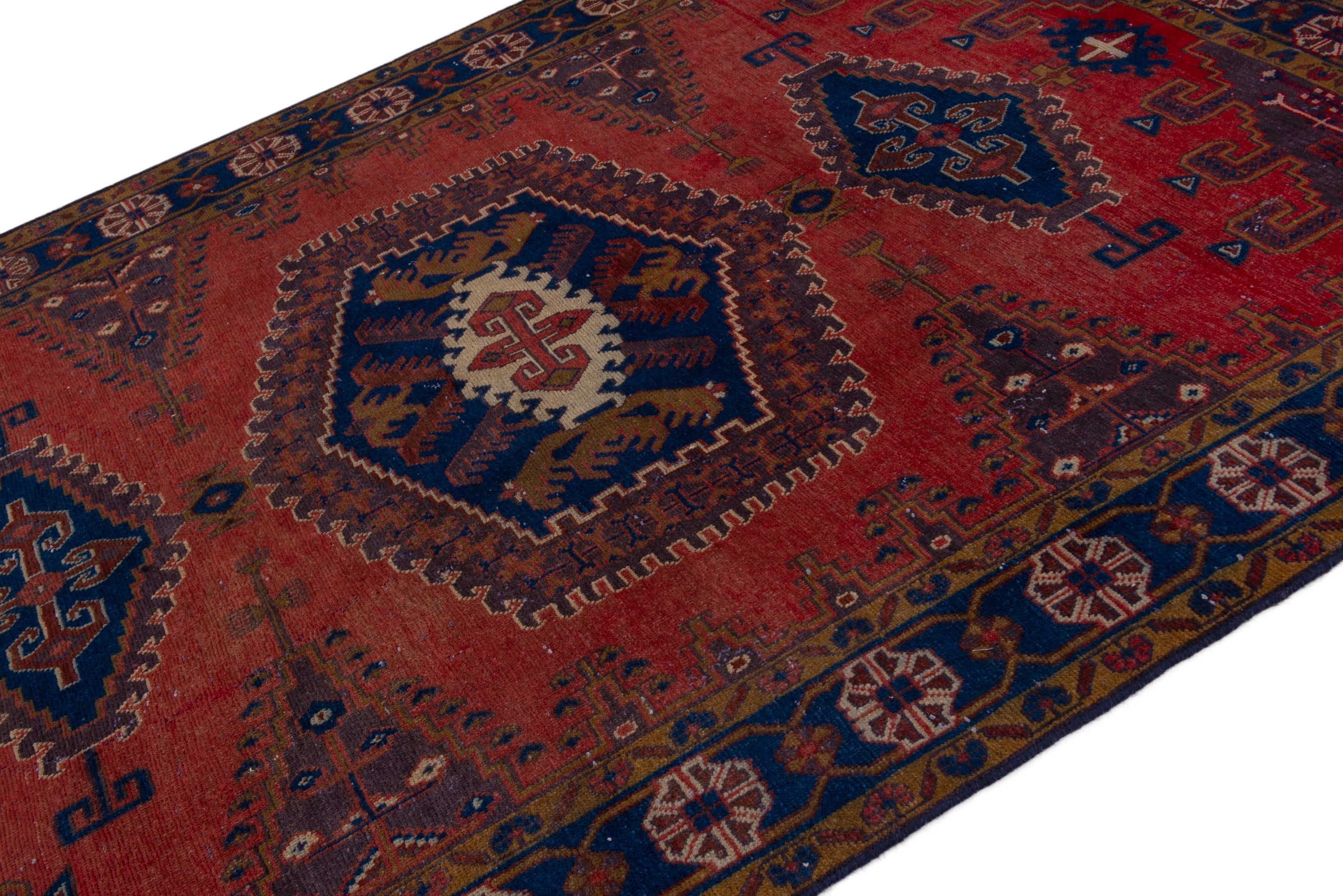 Persian Vist oversized rug in deep red and navy, view 4 of 19