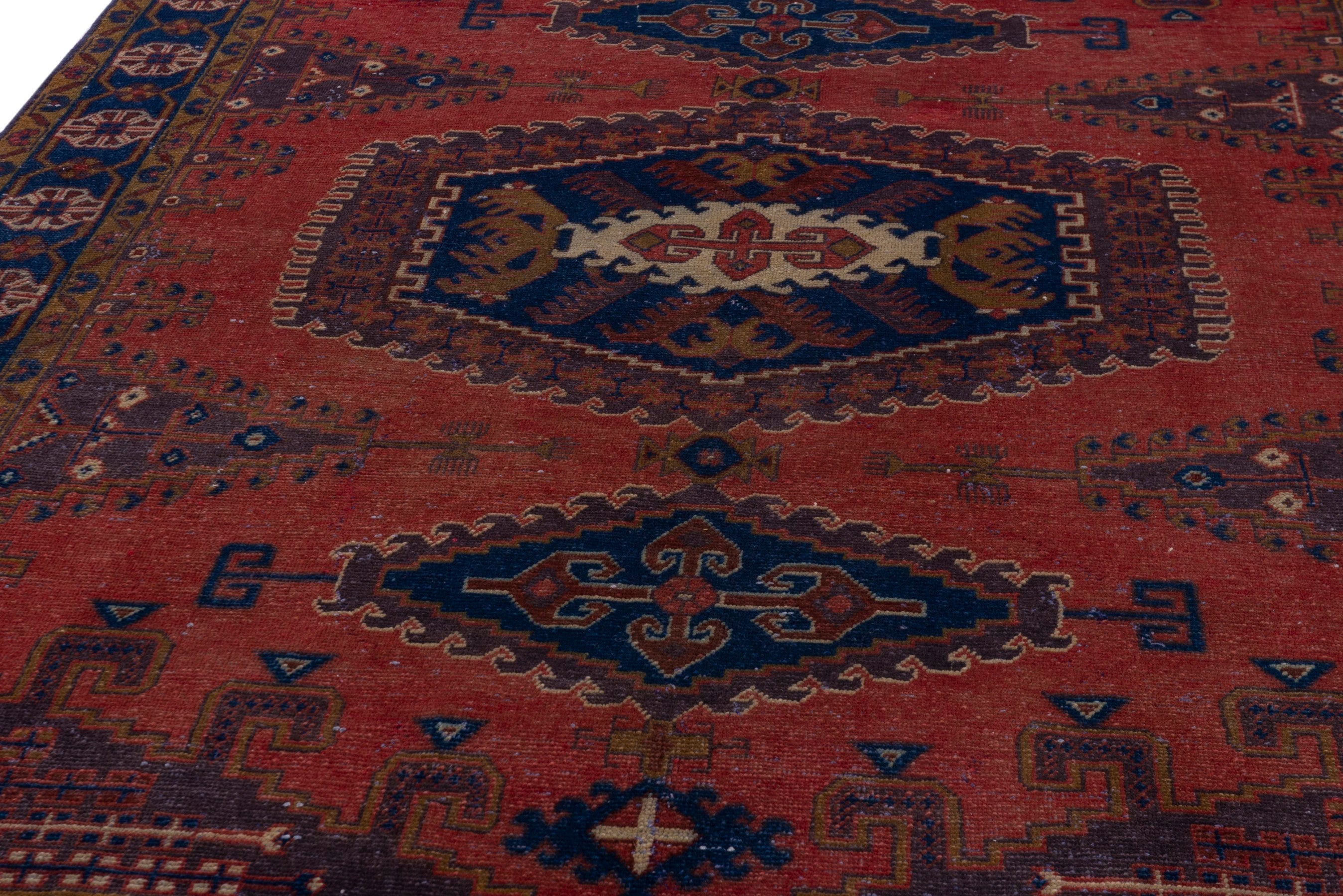 Persian Vist oversized rug in deep red and navy, view 9 of 19