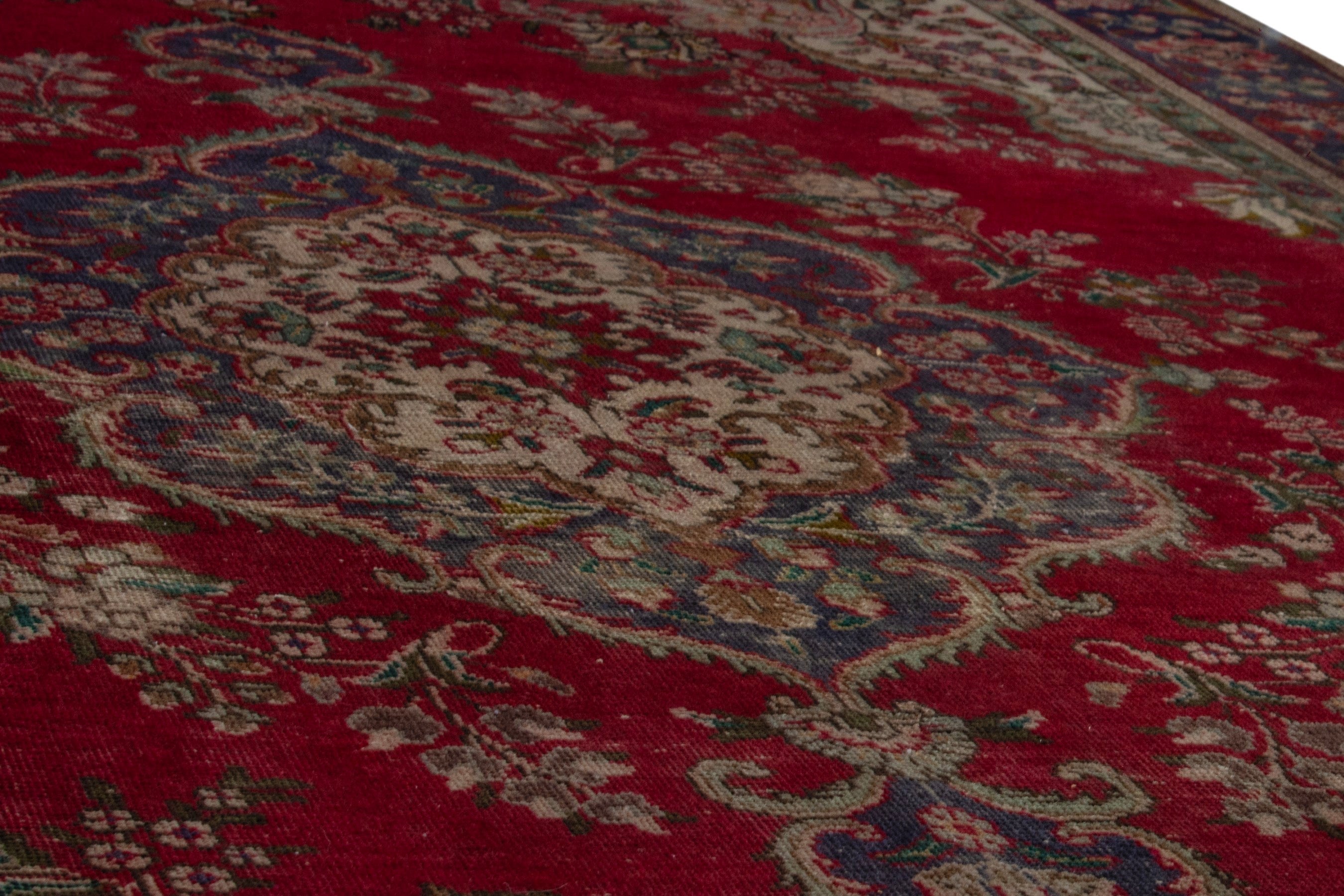 Persian Tabriz area rug in deep red and burgundy, view 10 of 18