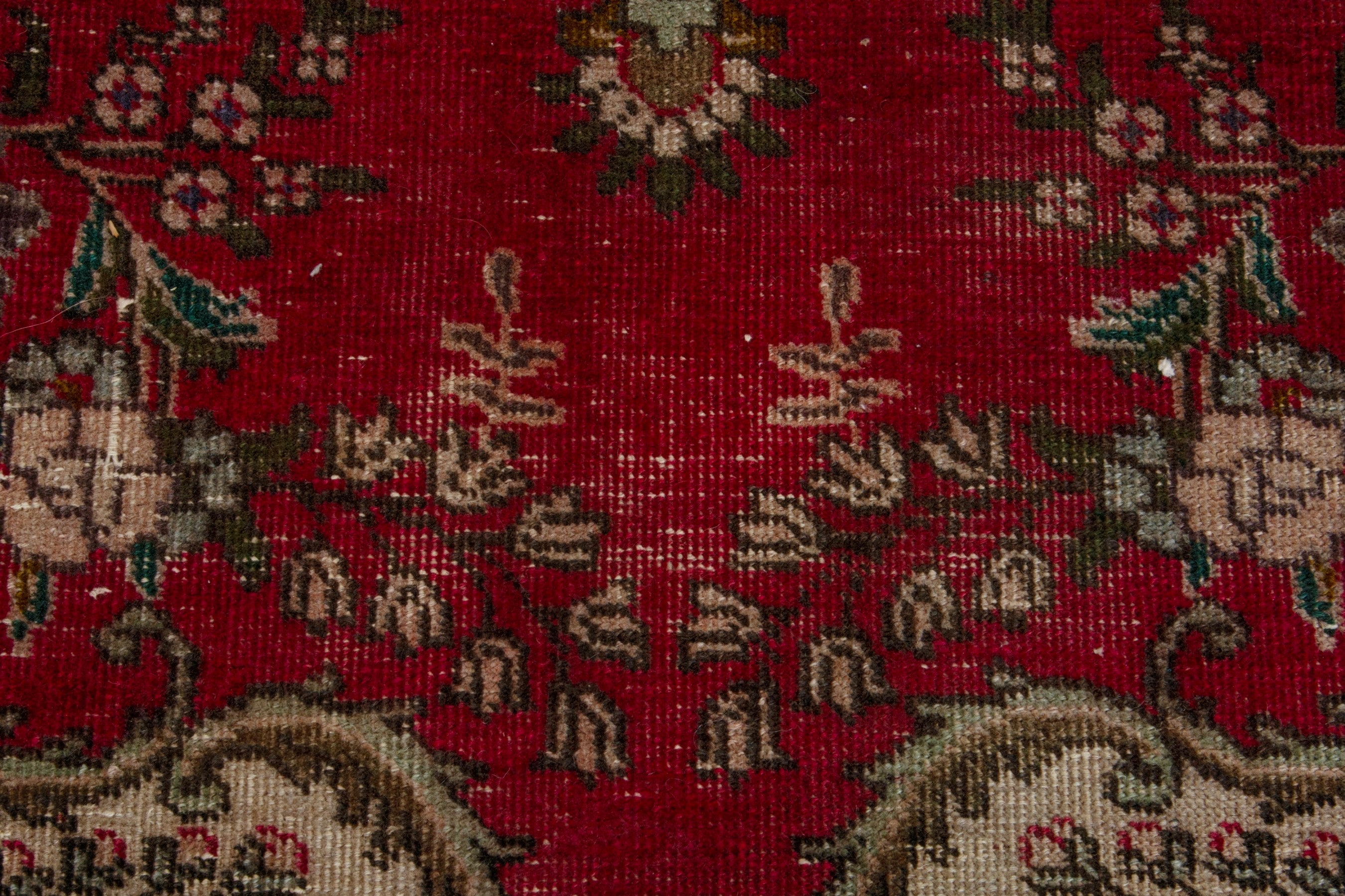 Persian Tabriz area rug in deep red and burgundy, view 11 of 18