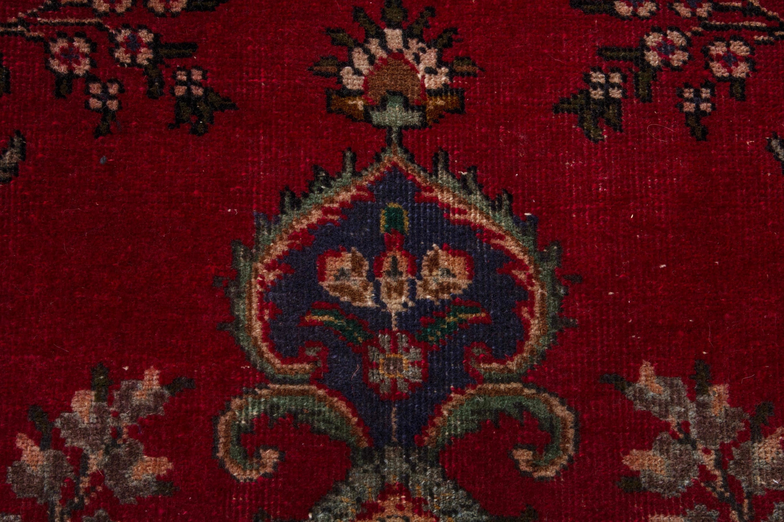 Persian Tabriz area rug in deep red and burgundy, view 12 of 18